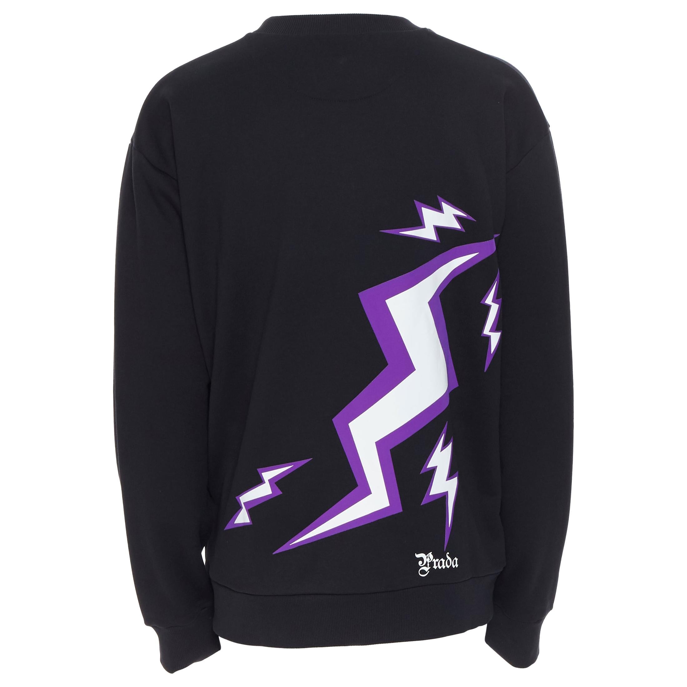 new PRADA 2019 Frankenstein Thunder Lightning Bolt black sweatshirt sweater  XL at 1stDibs | prada black frankenstein sweatshirt