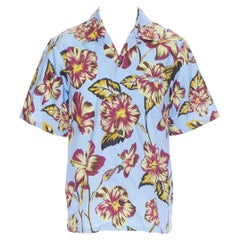 new PRADA 2019 Hibiscus floral print short sleeve Hawaiian bowling camp shirt L