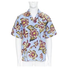 PRADA - Chemise de camp hawaïenne à manches courtes à imprimé floral Hibiscus, taille M, 2019