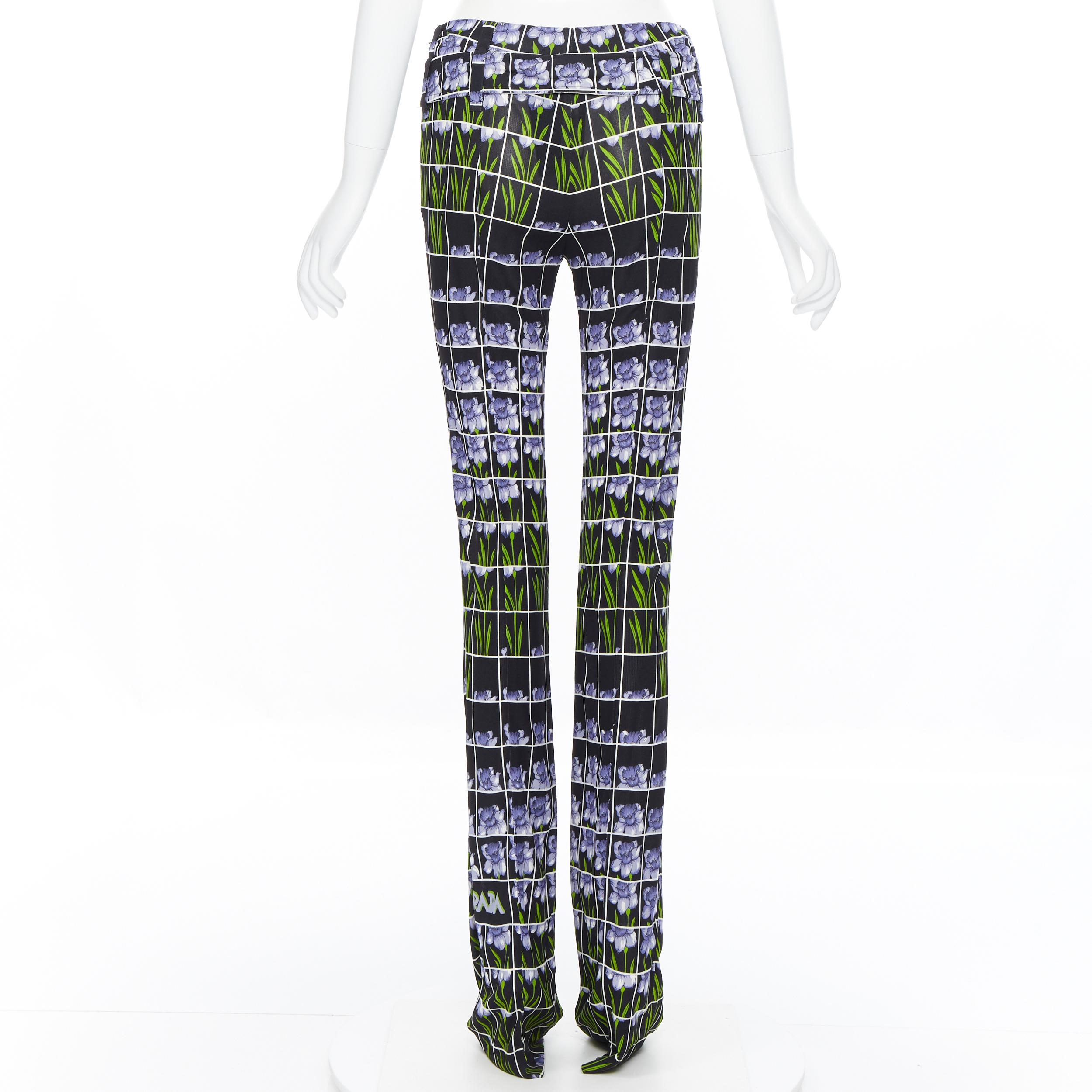 De las mujeres nuevo PRADA 2019 falta púrpura narciso floral cinturón acampanado pantalones IT38 XS