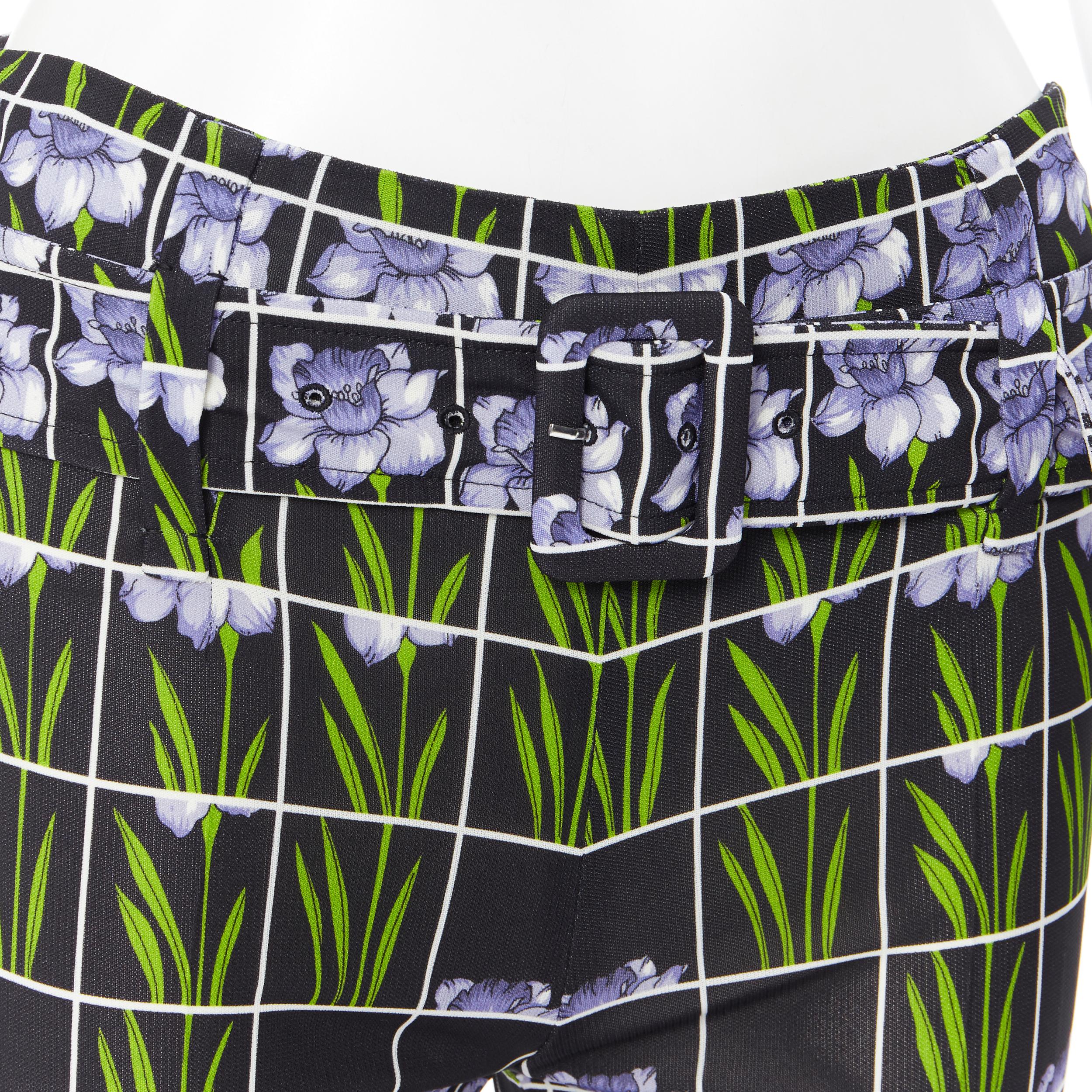 nuevo PRADA 2019 falta púrpura narciso floral cinturón acampanado pantalones IT38 XS 2