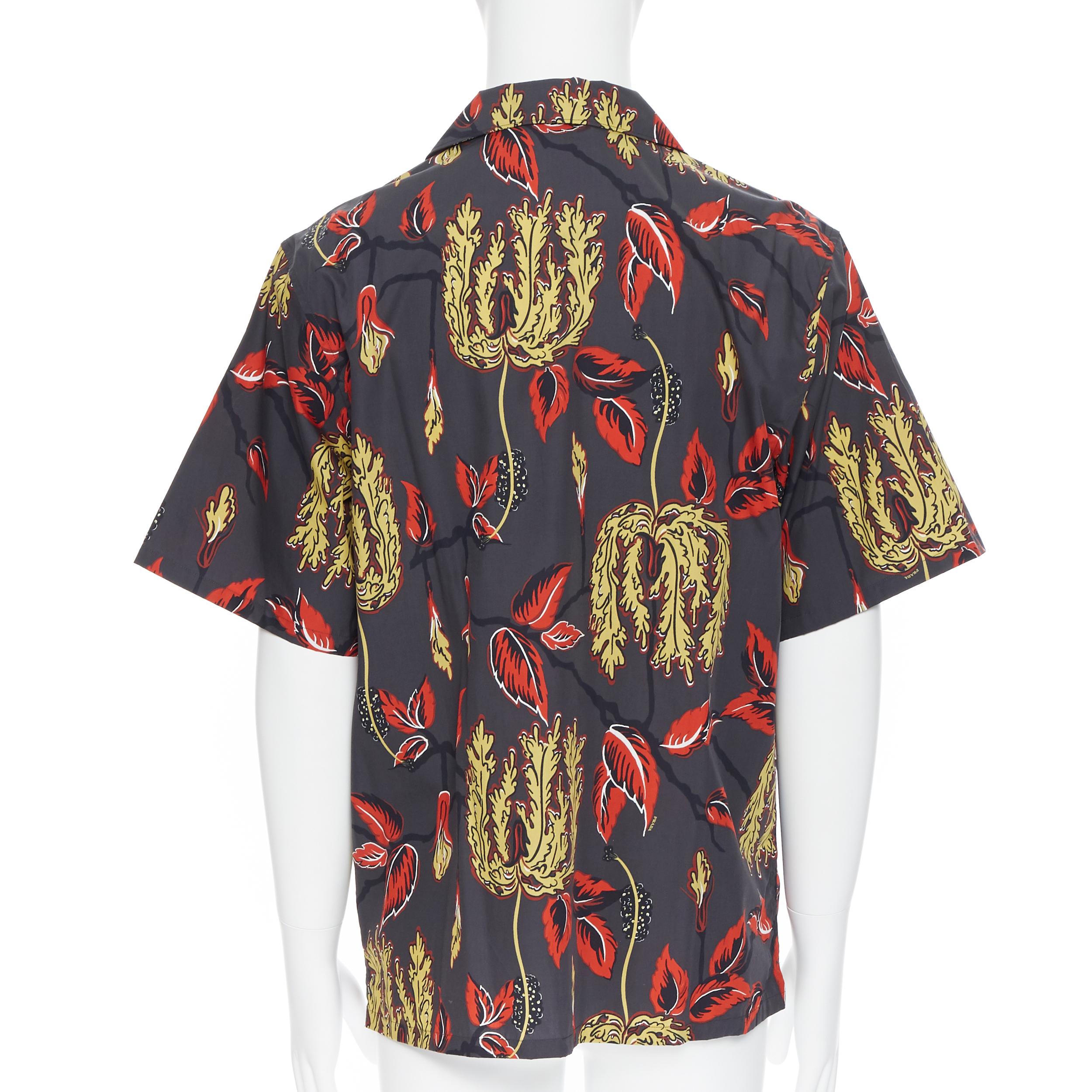 Men's new PRADA 2019 Lilium floral print short sleeve Hawaiian bowling camp shirt S