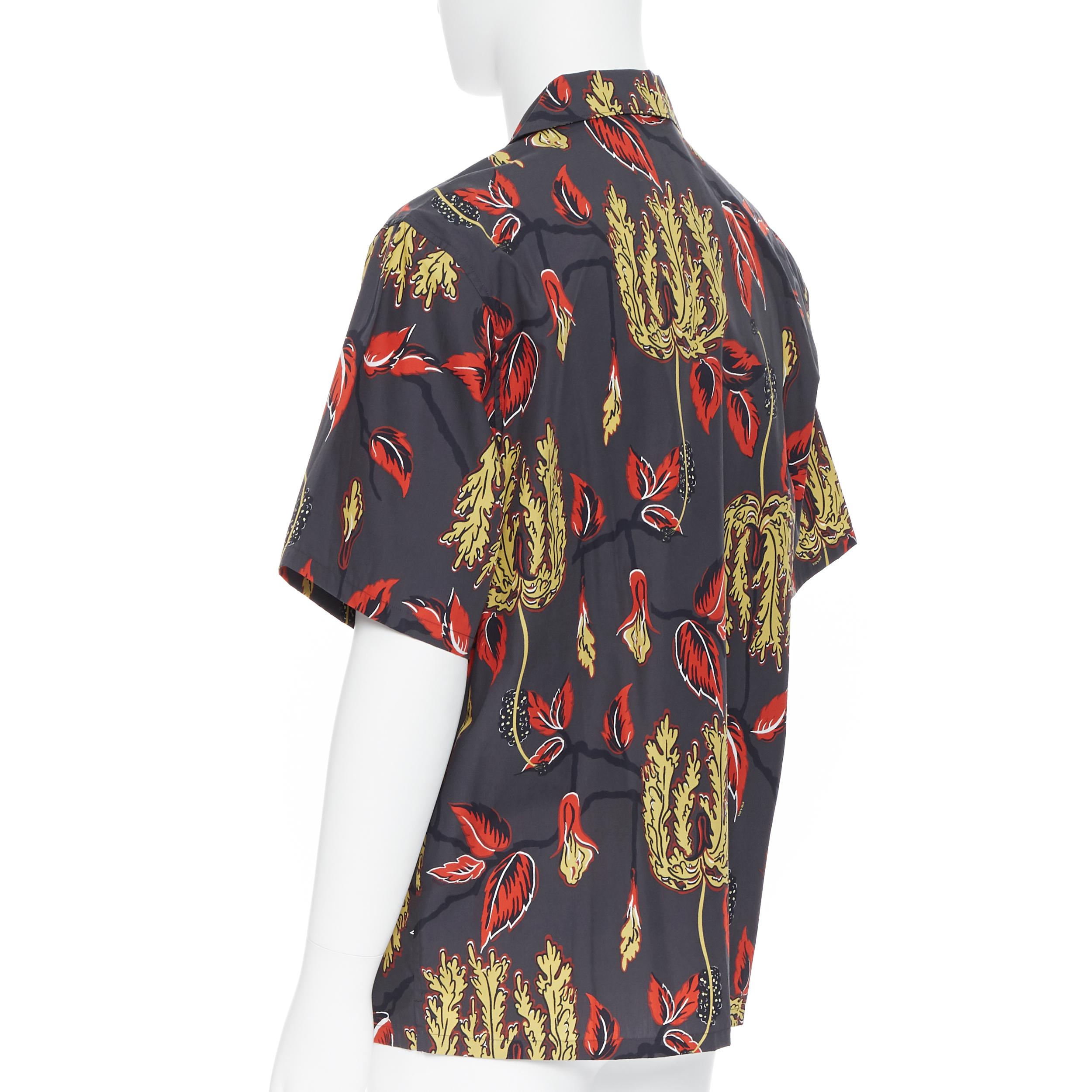 new PRADA 2019 Lilium floral print short sleeve Hawaiian bowling camp shirt S 1