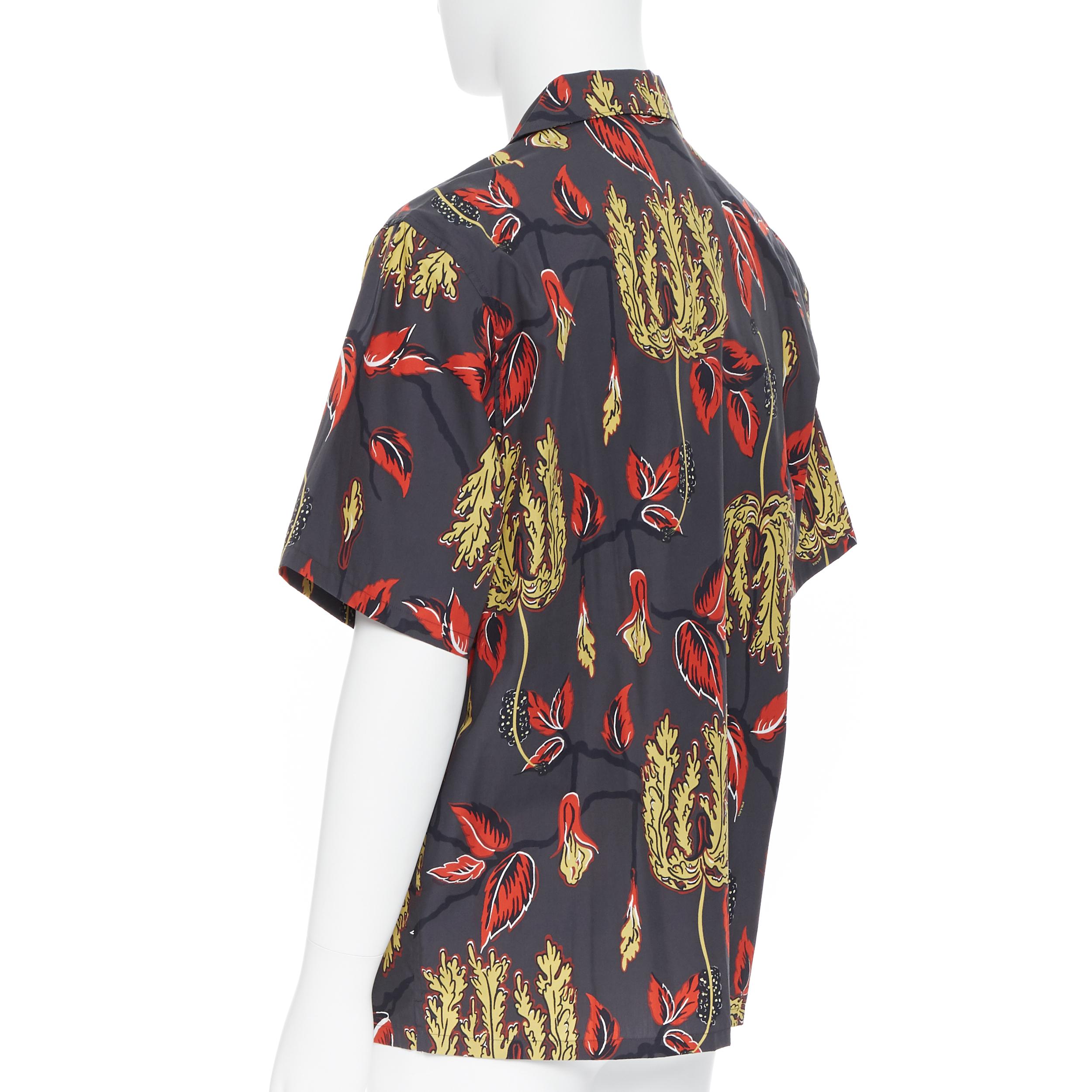nuevo PRADA 2019 Lilium estampado floral manga corta camisa hawaiana de campo de bolos S 2