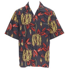 Used new PRADA 2019 Lilium floral print short sleeve Hawaiian bowling camp shirt S