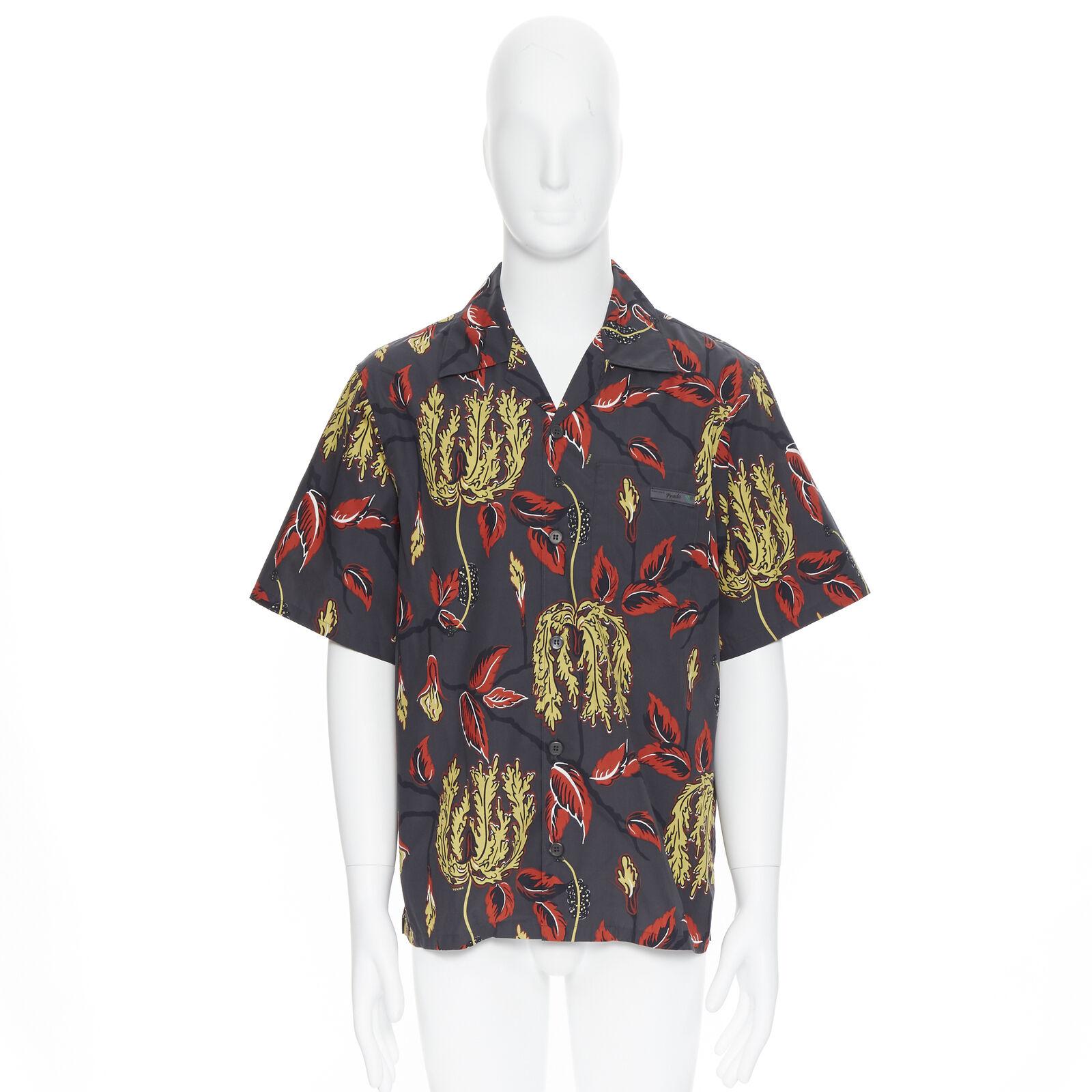 new PRADA 2019 Lilium floral print short sleeve Hawaiian bowling shirt S In New Condition For Sale In Hong Kong, NT