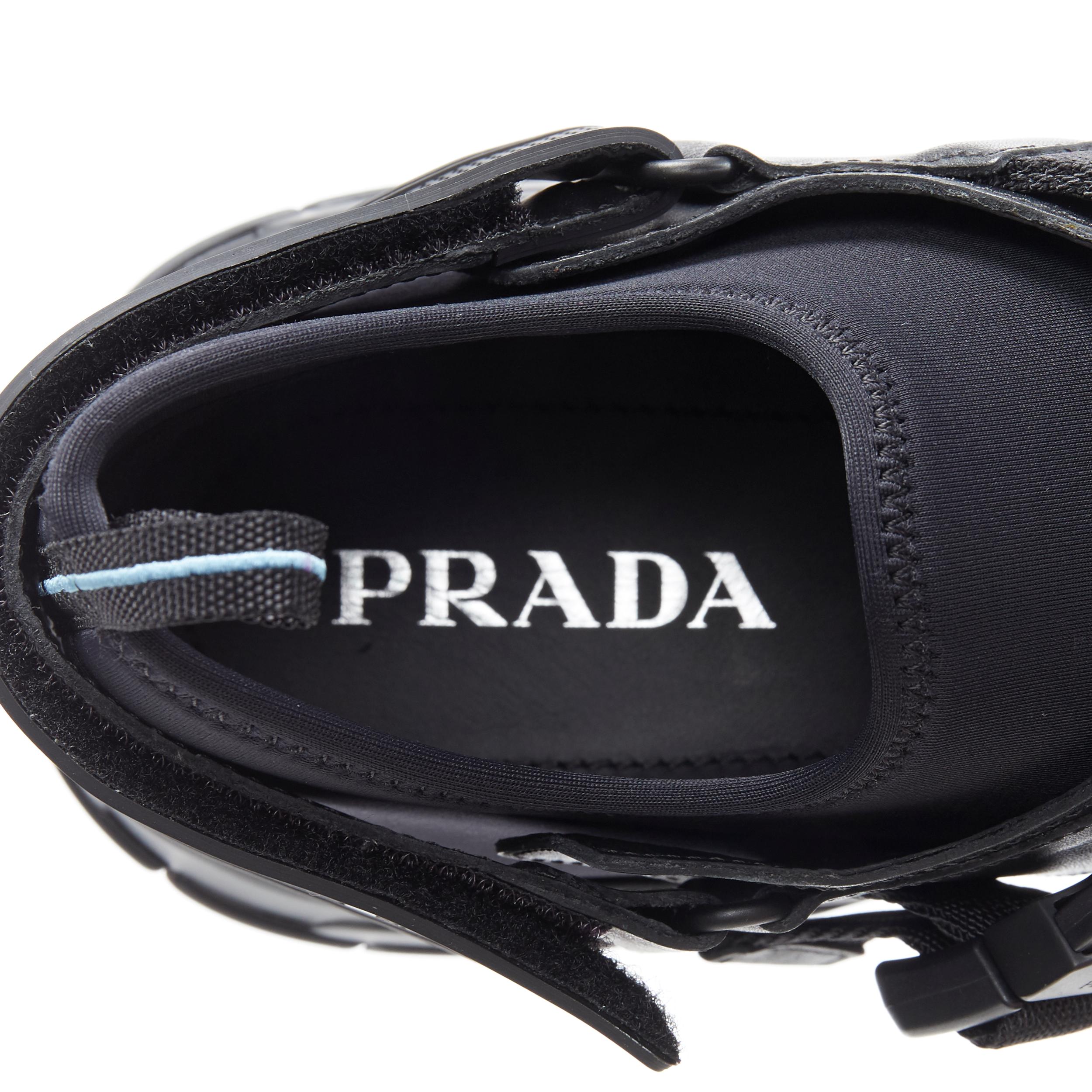 new PRADA 2019 Linea Rossa black neoprene logo harness buckle sneaker UK10 EU44 5