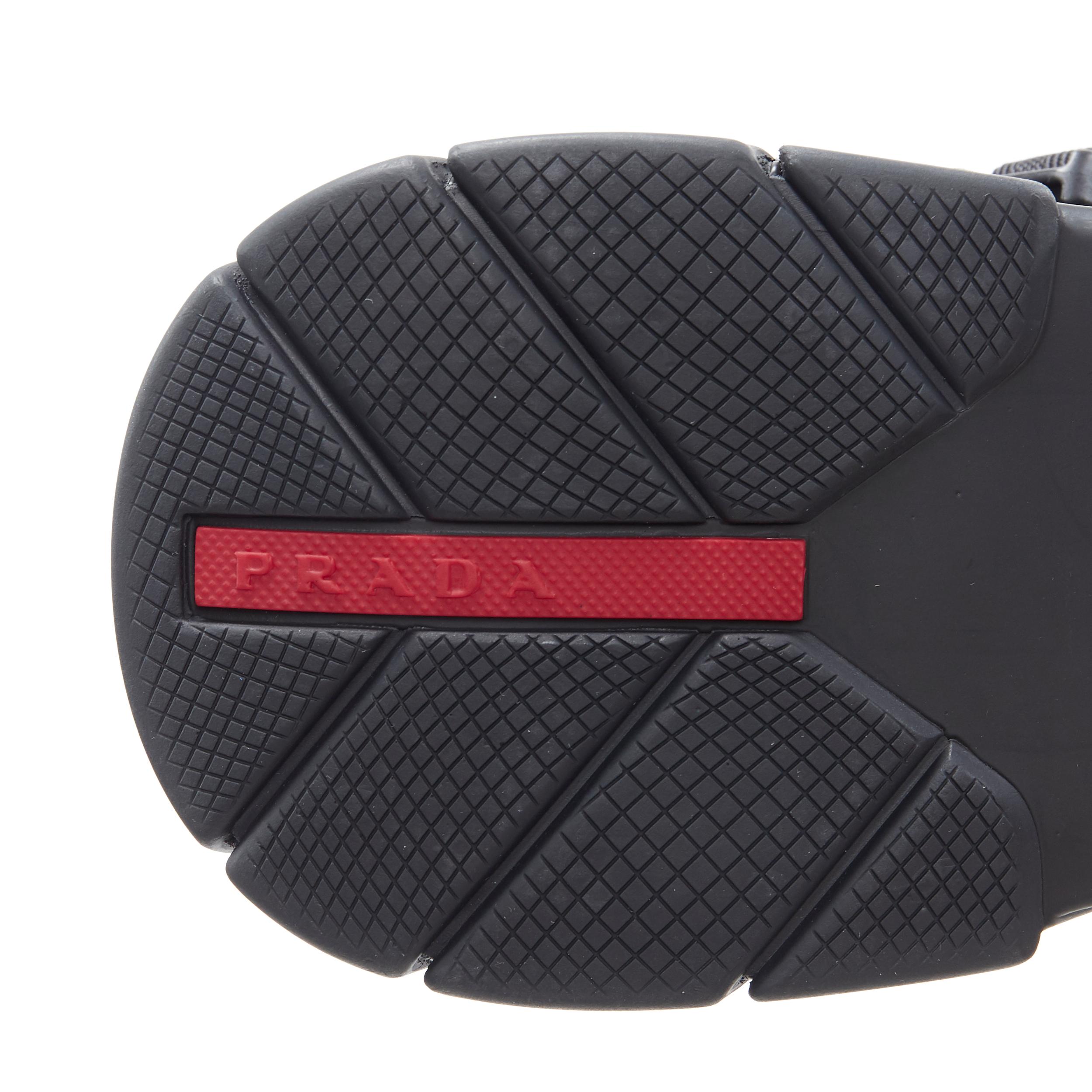 new PRADA 2019 Linea Rossa black neoprene logo harness buckle sneaker UK10 EU44 6