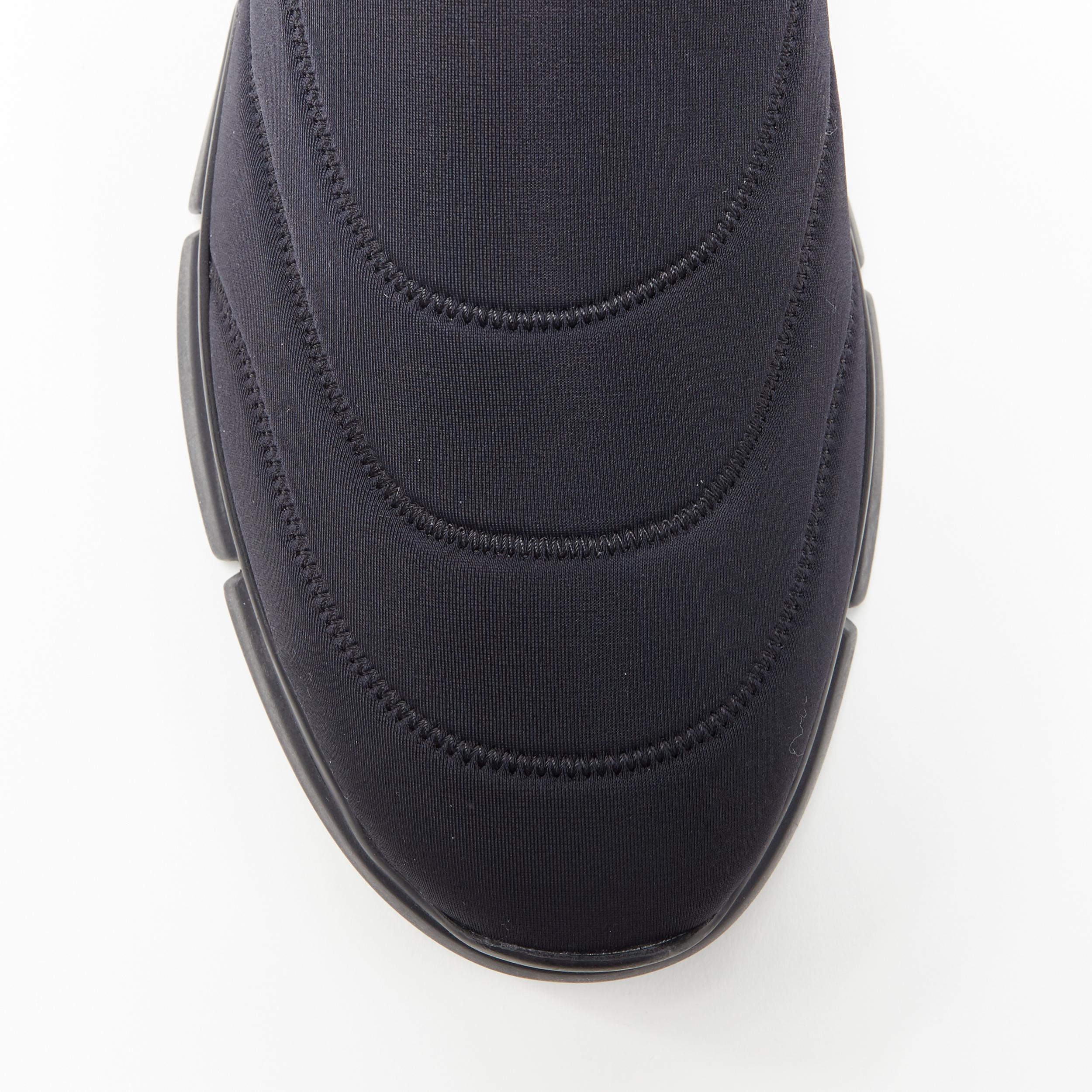 new PRADA 2019 Linea Rossa black neoprene logo harness buckle sneaker UK10 EU44 1