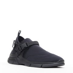 new PRADA 2019 Linea Rossa black neoprene logo harness buckle sneaker UK9 EU43