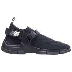 new Prada 2019 Linea Rossa nero logo neoprene fibbia imbracatura sneaker UK9 EU43