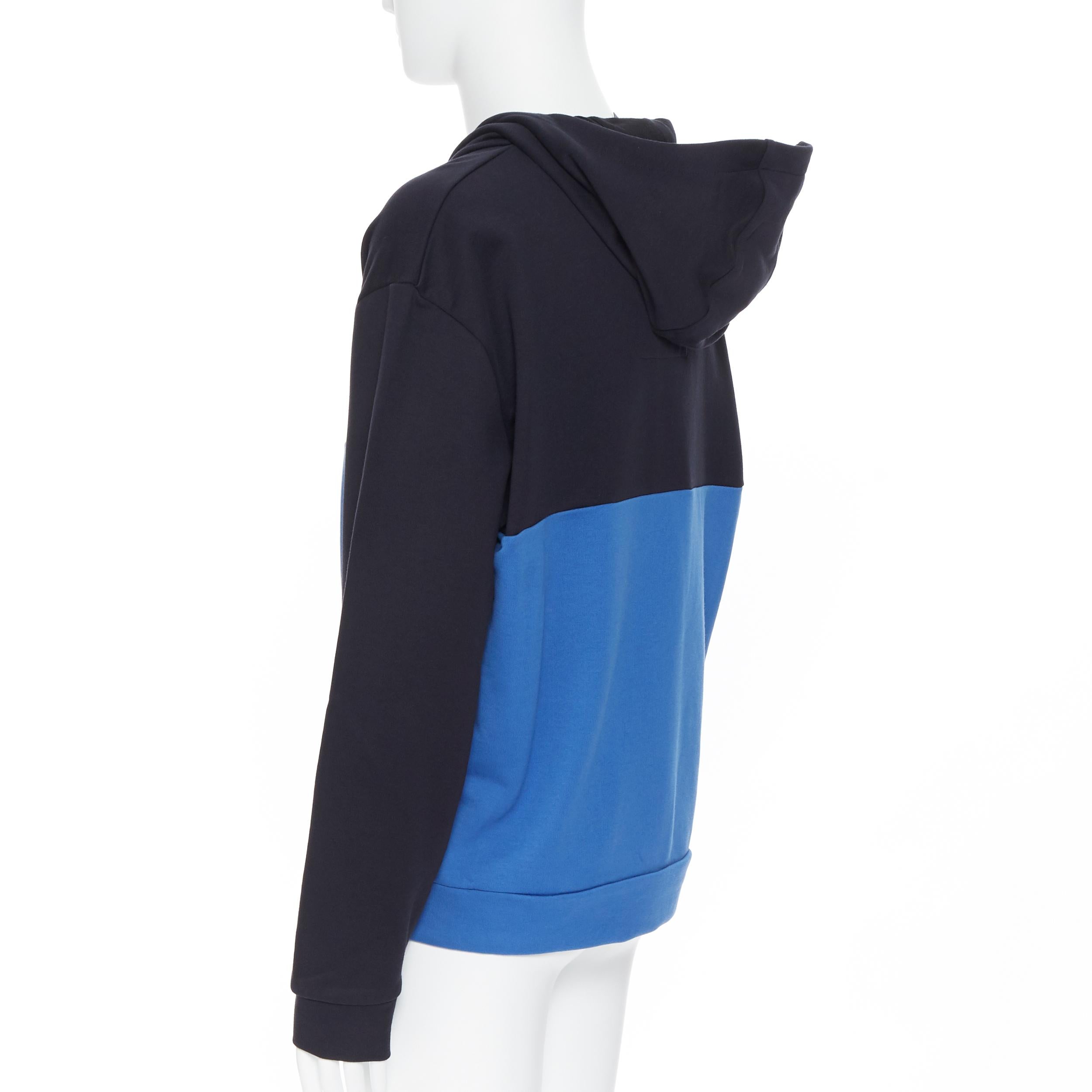 Blue new PRADA 2019 navy blue colorblocked half zip sports logo pullover hoodie XL