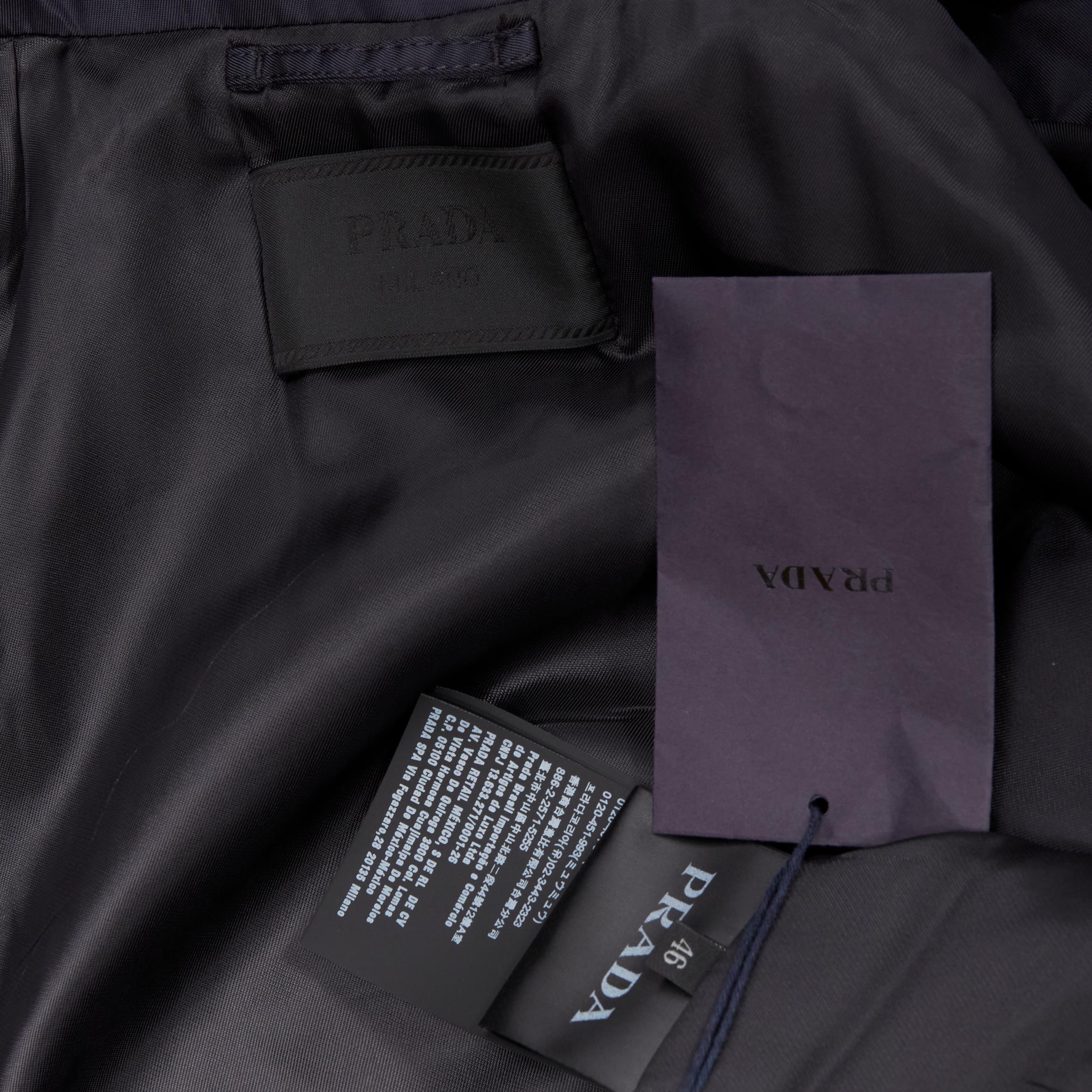 new PRADA 2019 navy blue nylon zip front dual pocket minimal jacket IT46 S For Sale 5