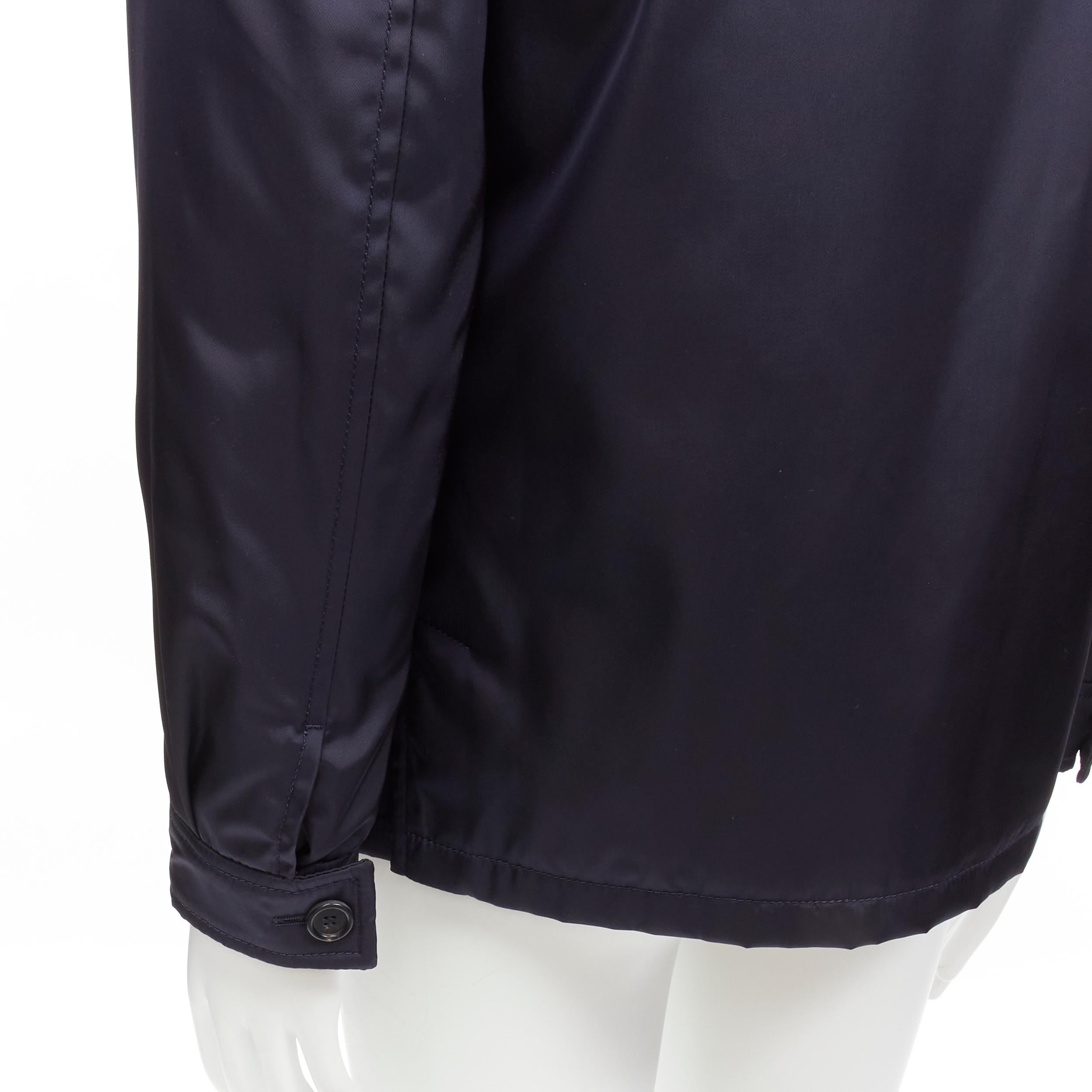 new PRADA 2019 navy blue nylon zip front dual pocket minimal jacket IT46 S For Sale 4