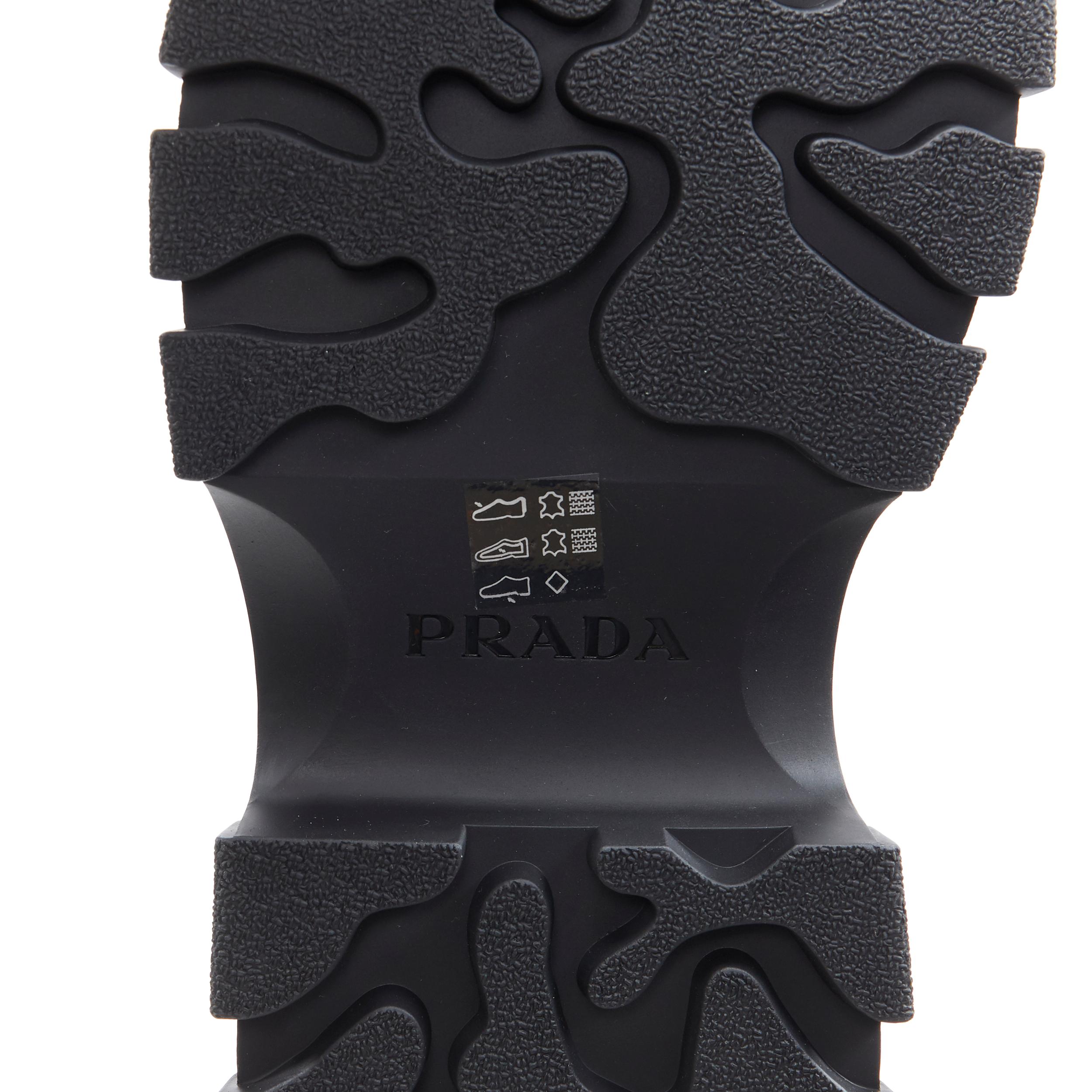 new PRADA 2019 Pull Up black leather Monolith chunky lug sole boot UK9 EU43 For Sale 3