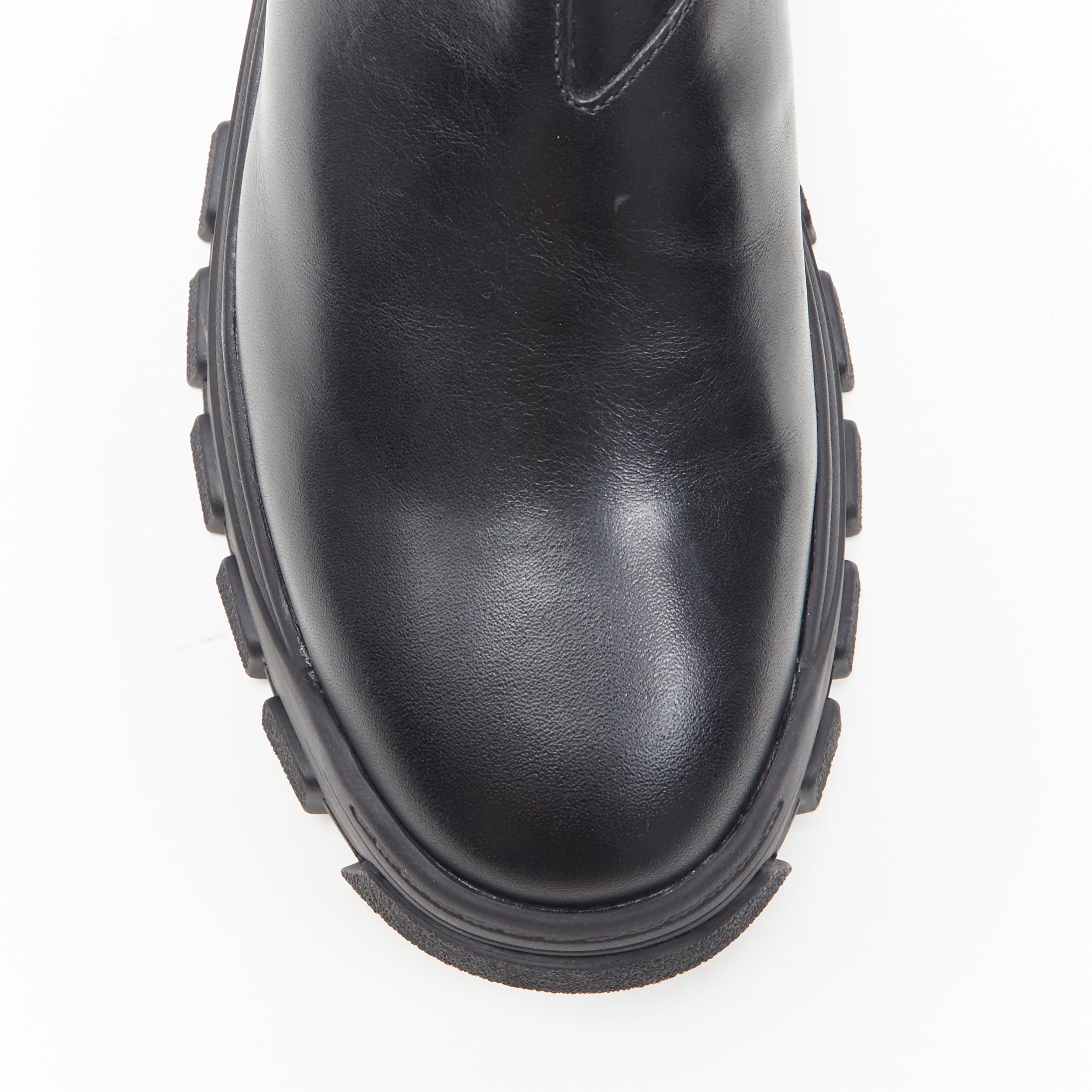Men's new PRADA 2019 Pull Up black leather Monolith chunky lug sole boot UK9 EU43 For Sale
