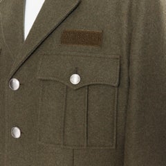 new PRADA 2019 Runway 100% virgin wool green military pocket jacket coat IT50 L
