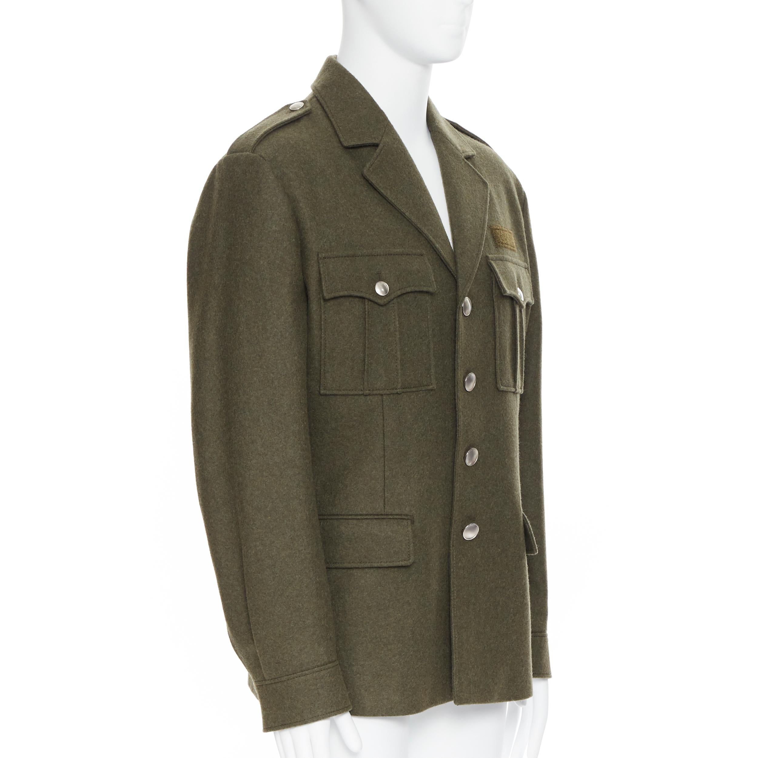 new PRADA 2019 Runway 100% virgin wool green military pocket jacket coat IT50 L In New Condition In Hong Kong, NT