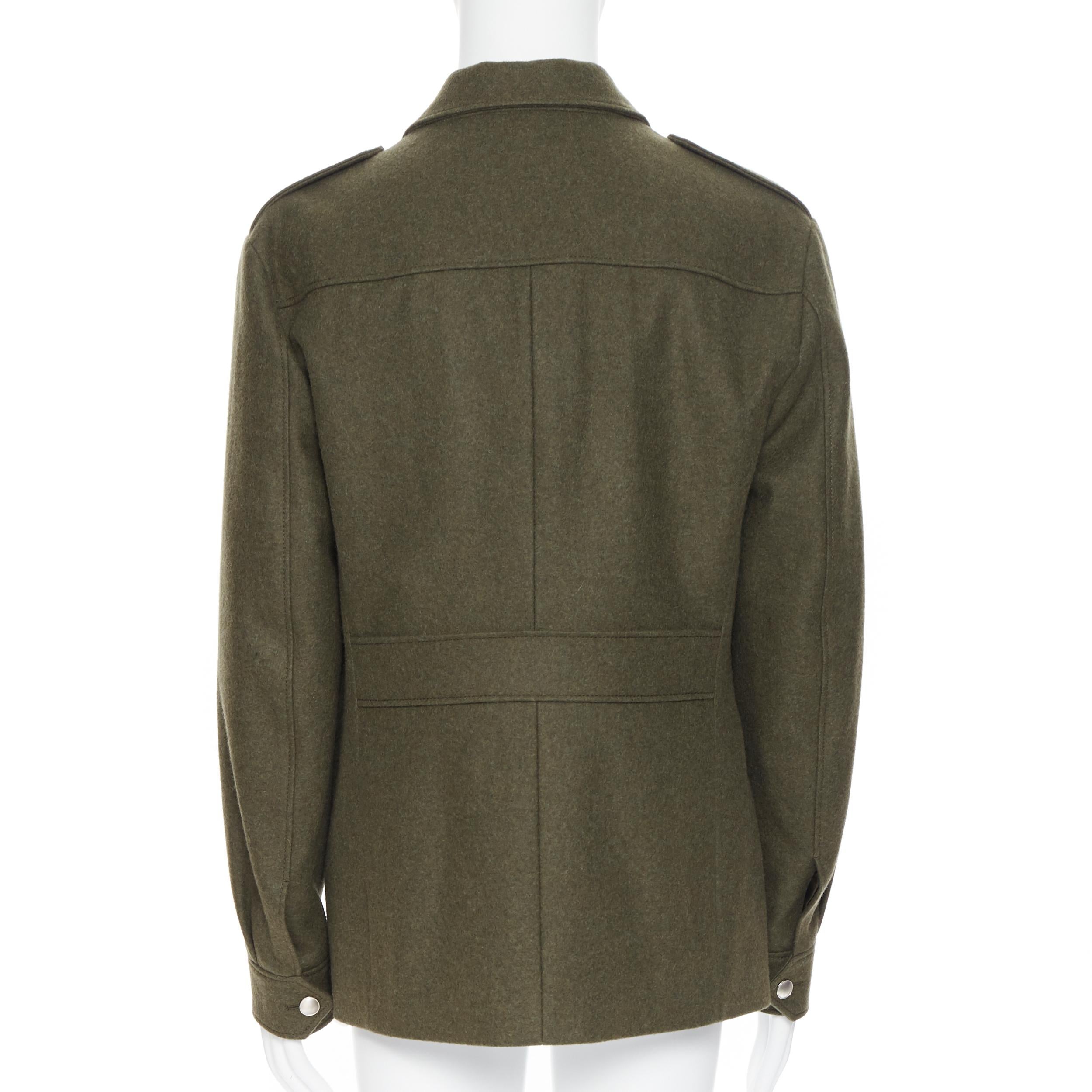 new PRADA 2019 Runway 100% virgin wool green military pocket jacket coat IT50 L 1