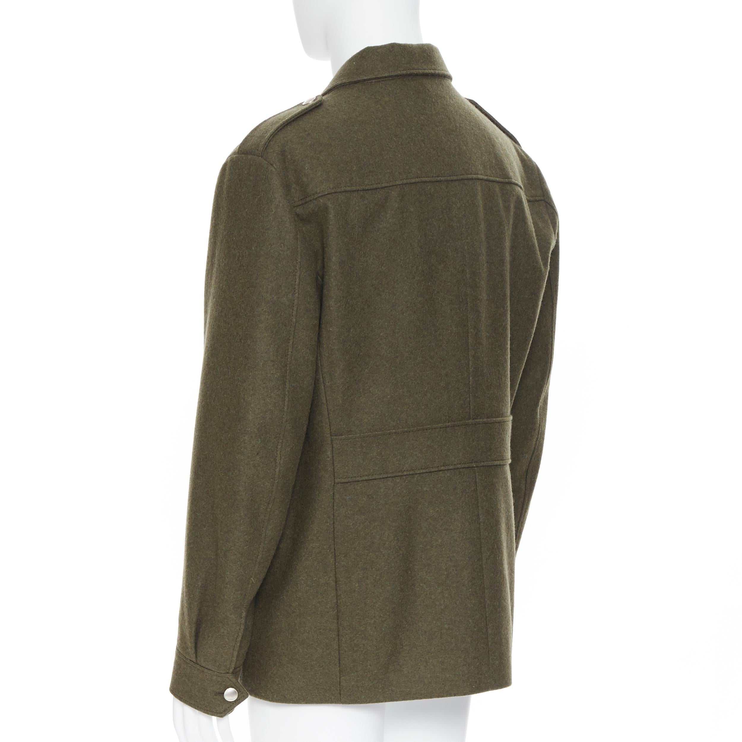 new PRADA 2019 Runway 100% virgin wool green military pocket jacket coat IT50 L 2