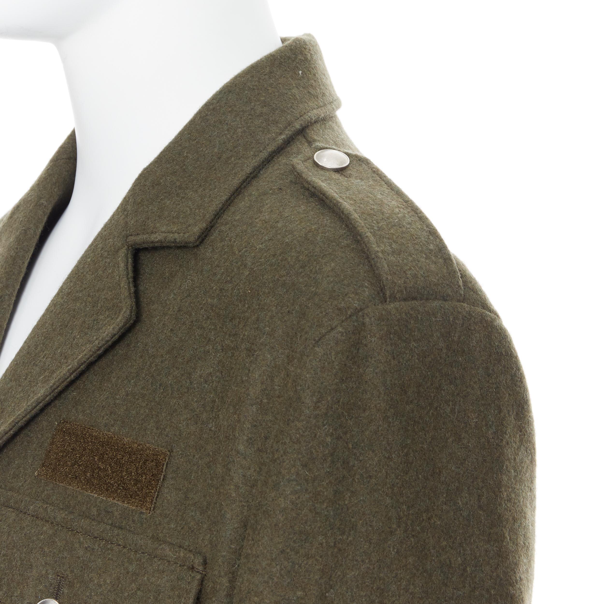 new PRADA 2019 Runway 100% virgin wool green military pocket jacket coat IT50 L 3
