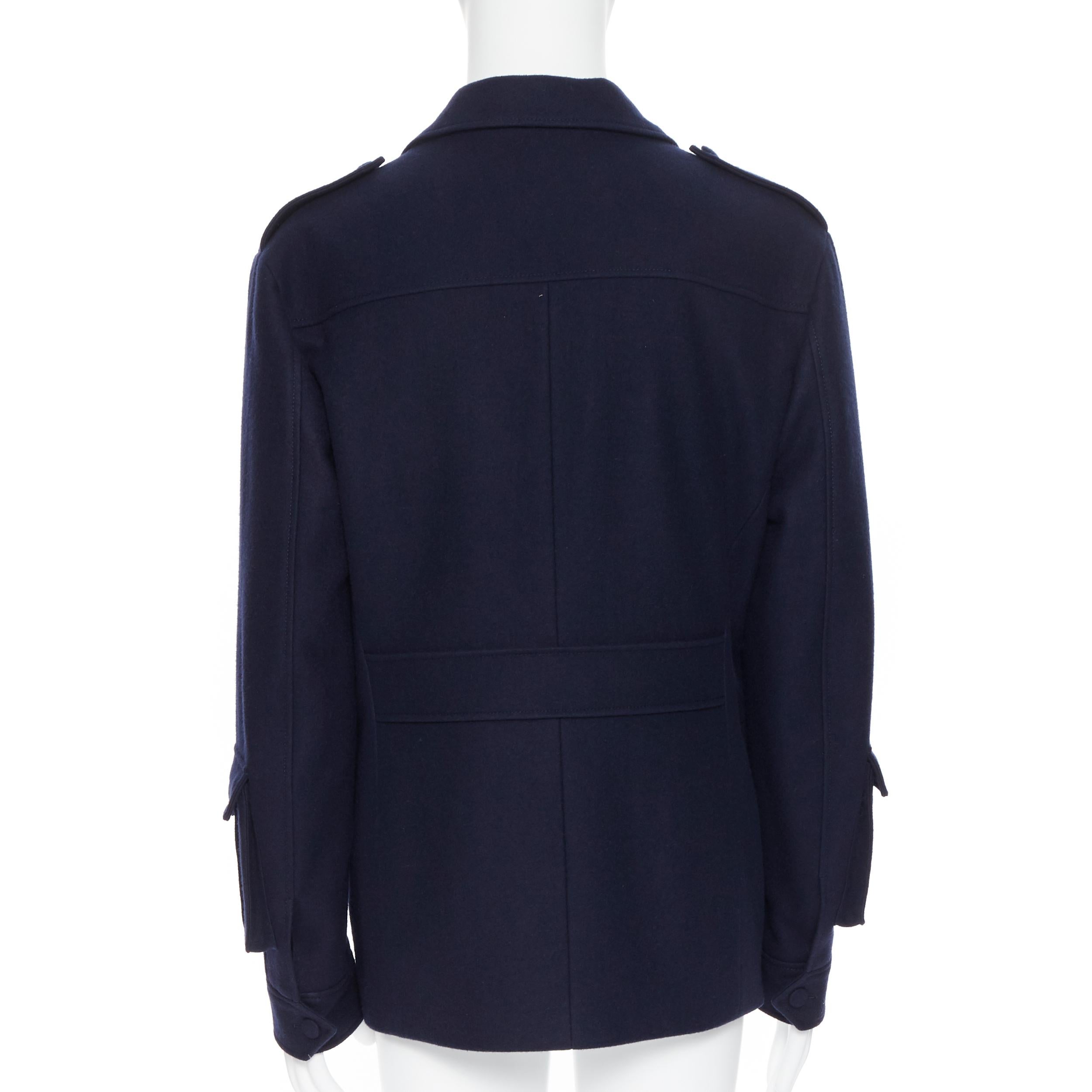 new PRADA 2019 Runway 100% virgin wool navy military pocket sleeves jacket IT50 2