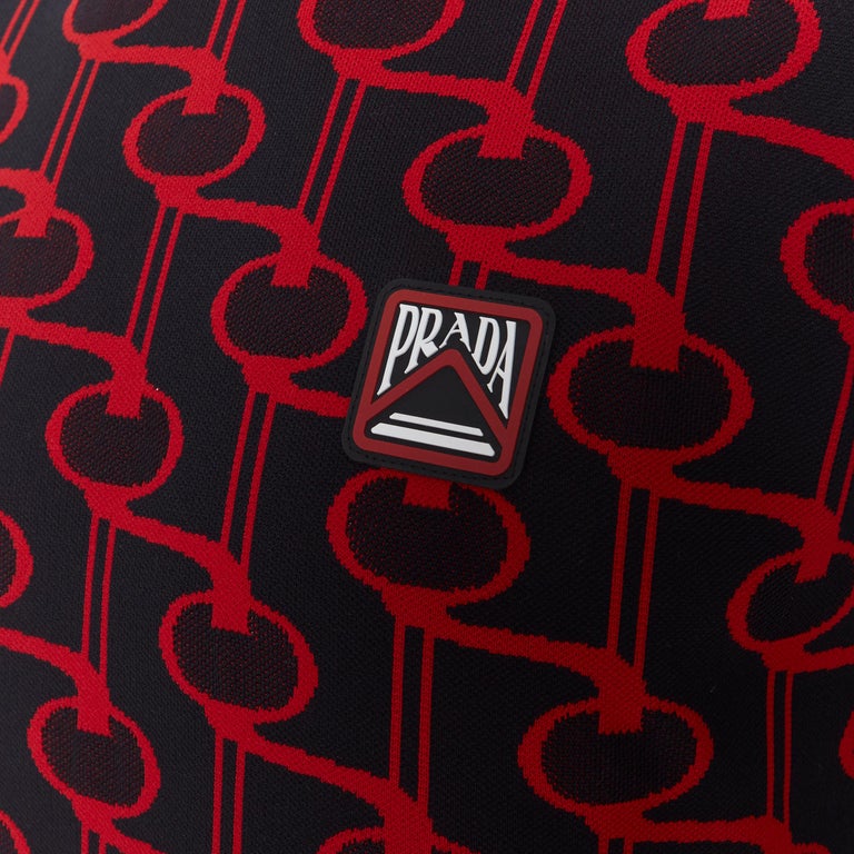 new PRADA 2019 Runway black red pattern jacquard knit rubber logo ...