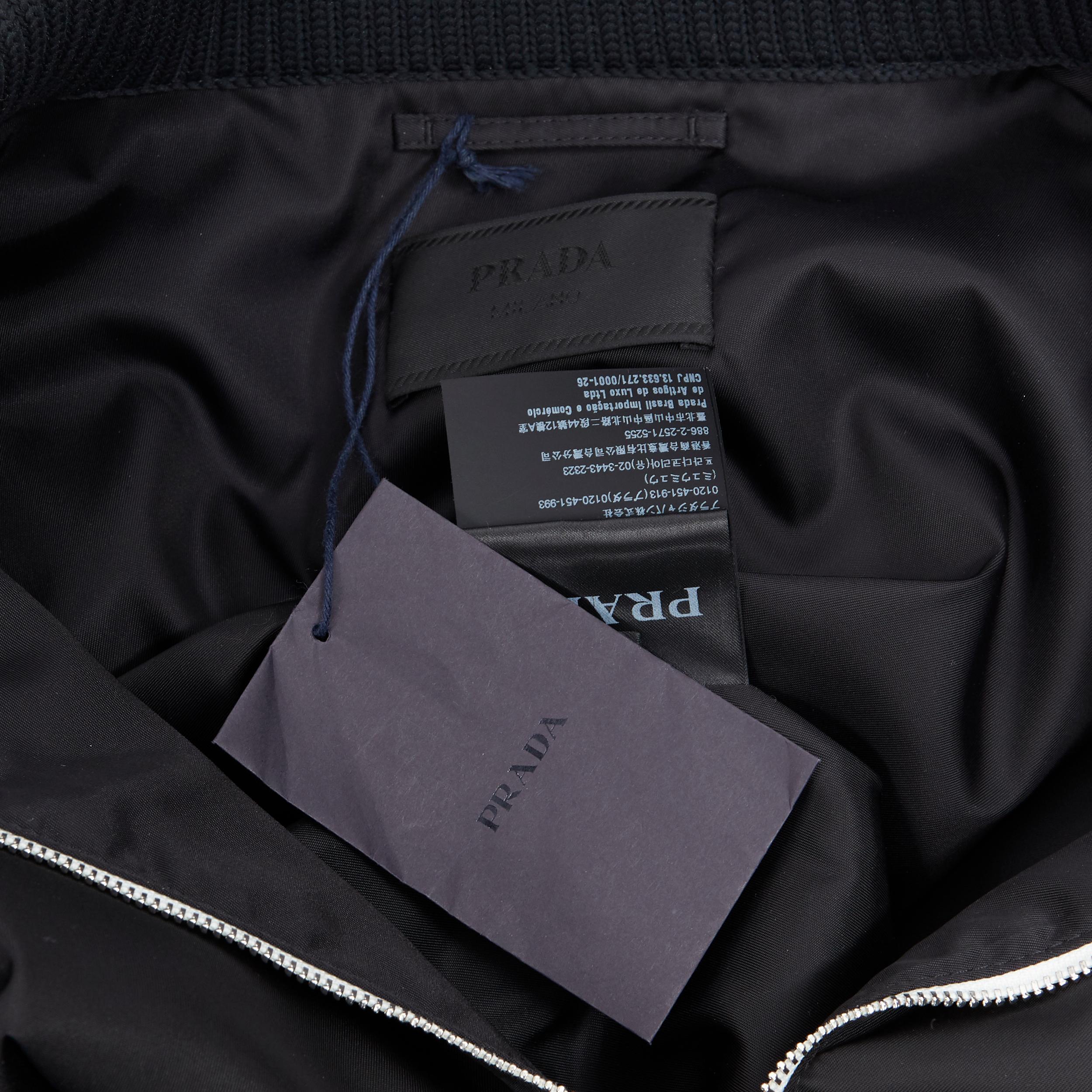 nuovo PRADA 2019 Runway nero triangolo gomma logo mezza zip pullover giacca XXL 6