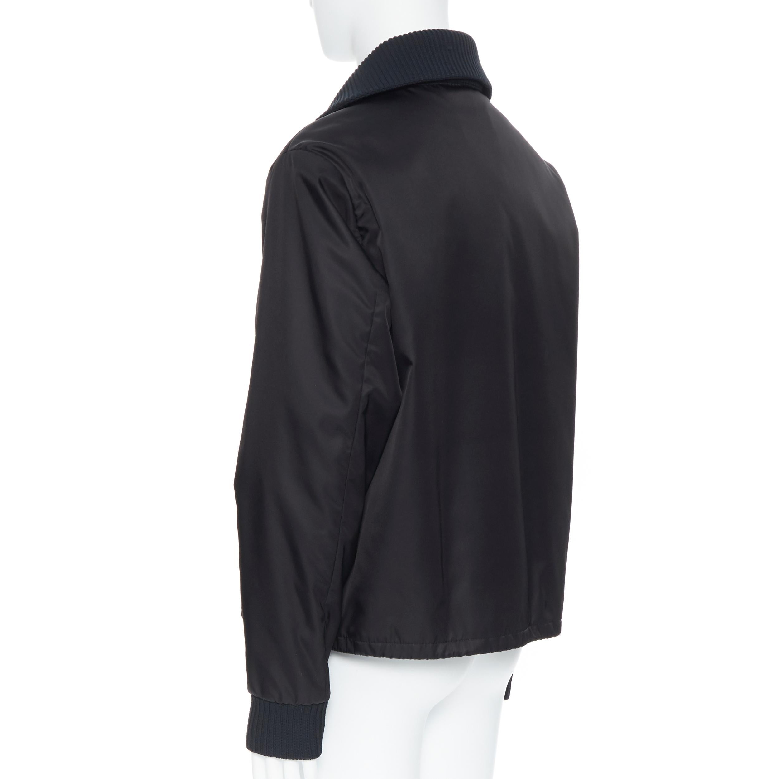 Men's new PRADA 2019 Runway black triangle rubber logo half zip pullover jacket XXL