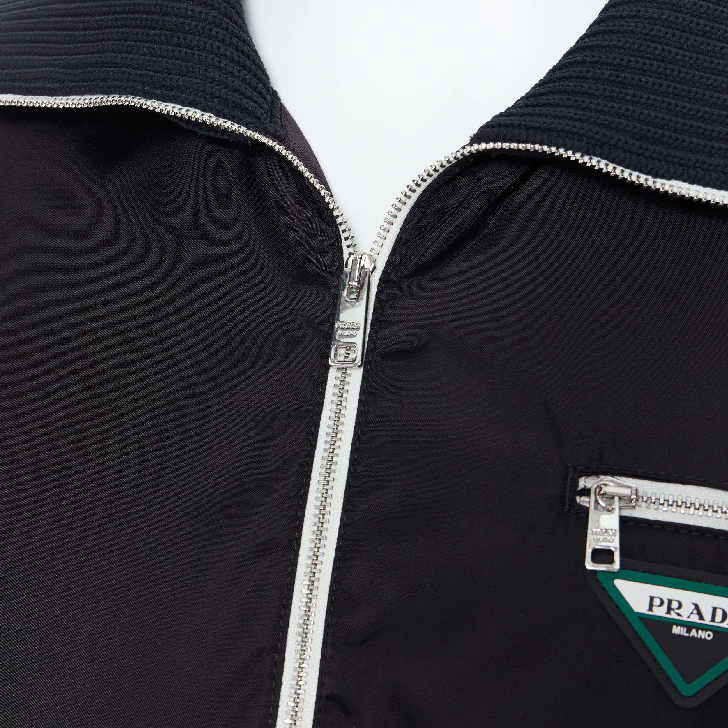 nuovo PRADA 2019 Runway nero triangolo gomma logo mezza zip pullover giacca XXL 4