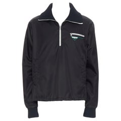 nuevo PRADA 2019 Runway negro triángulo logo goma media cremallera jersey chaqueta XXL
