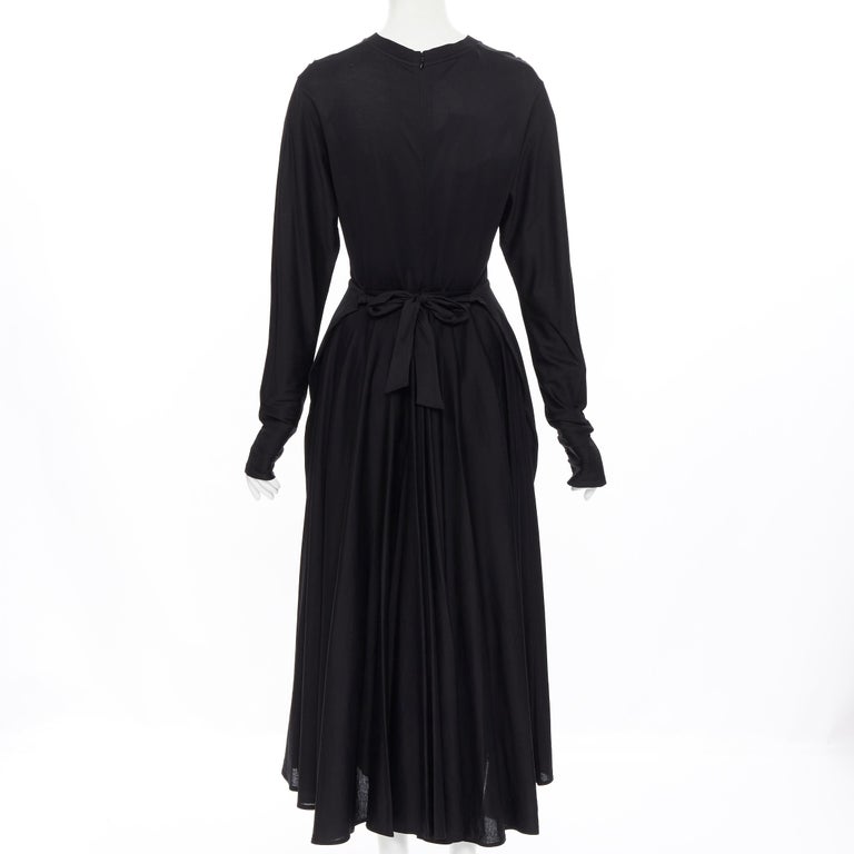 new PRADA 2019 Runway Frankenstein Couple black cotton layered skirt dress  L at 1stDibs