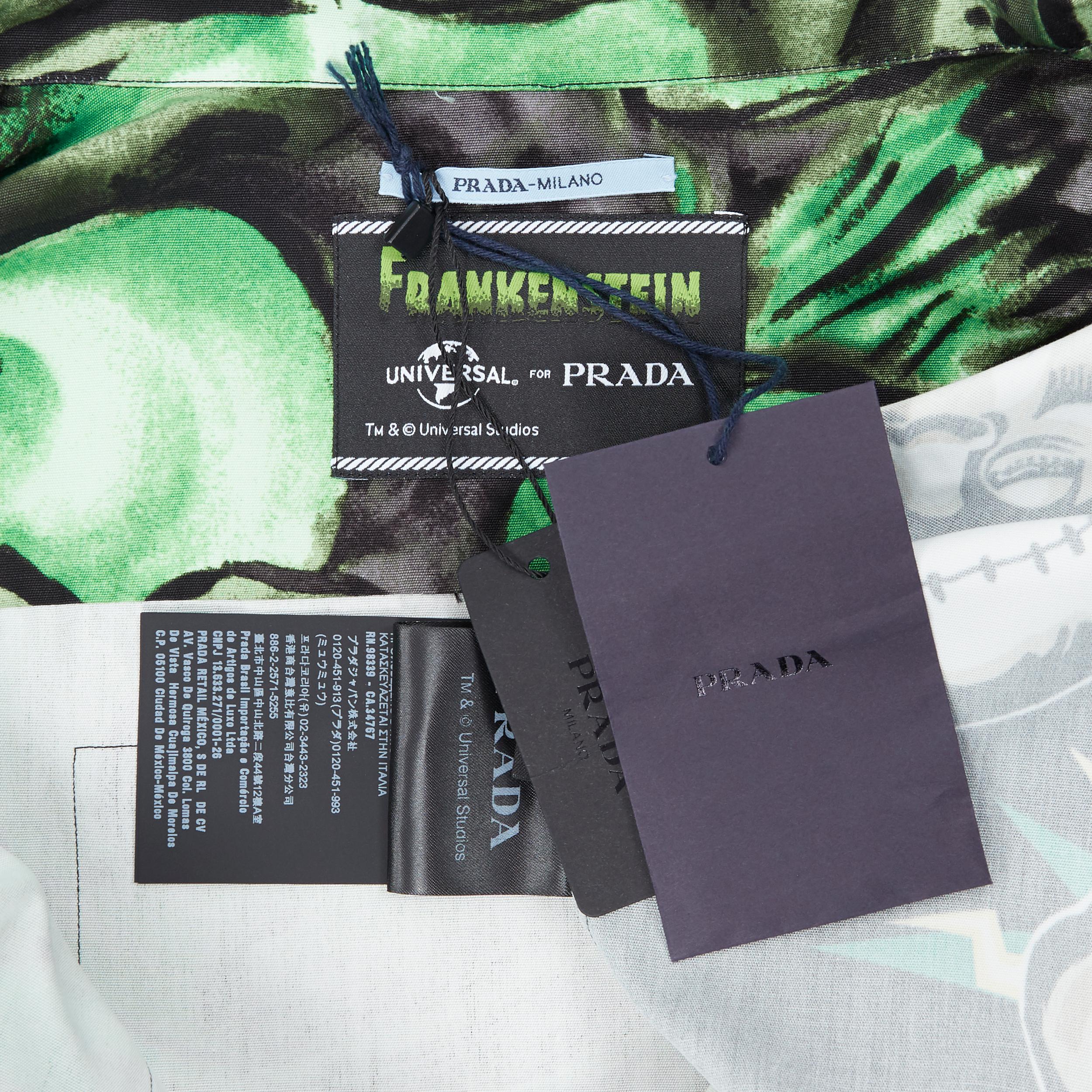new PRADA 2019 Runway Frankenstein Electrify Rose boxy cotton bowling shirt L 4
