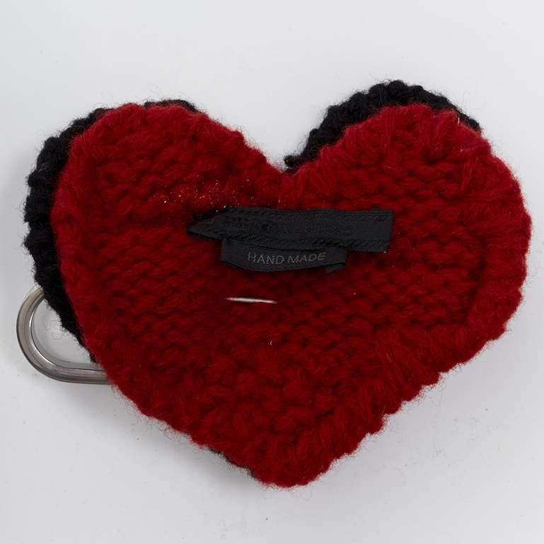 new PRADA 2019 Runway Frankenstein handmade crochet double heart pin brooch 3