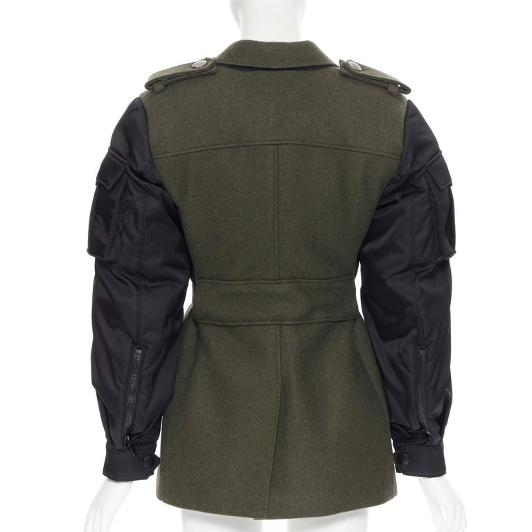 new PRADA 2019 Runway green wool military padded MA-1 sleeve 