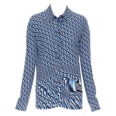new Prada 2019 Runway Illusion Geometric Twist logo knit shirt IT40 S