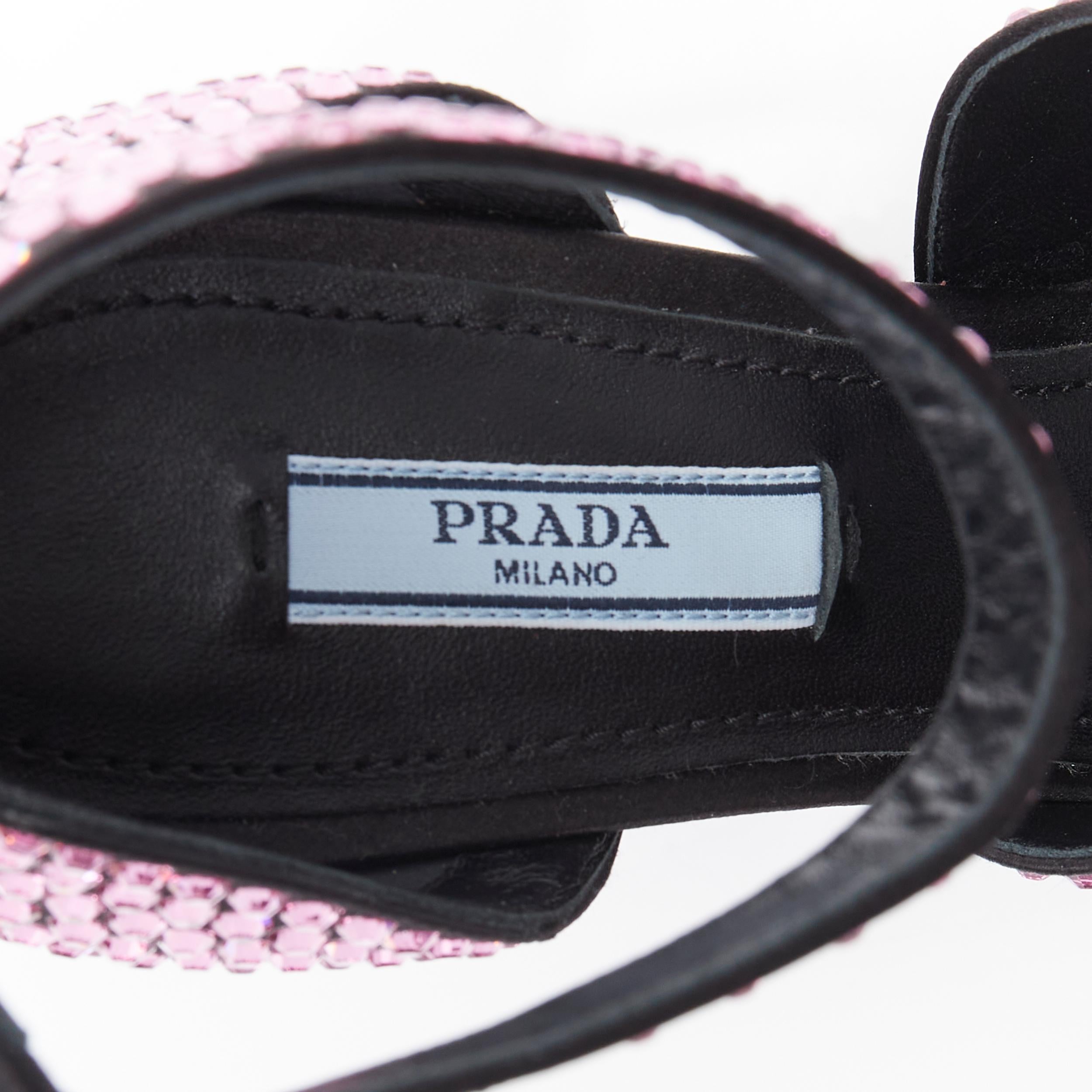new PRADA 2019 Runway pink crystal rhinestone encrusted high heel sandal EU38 2