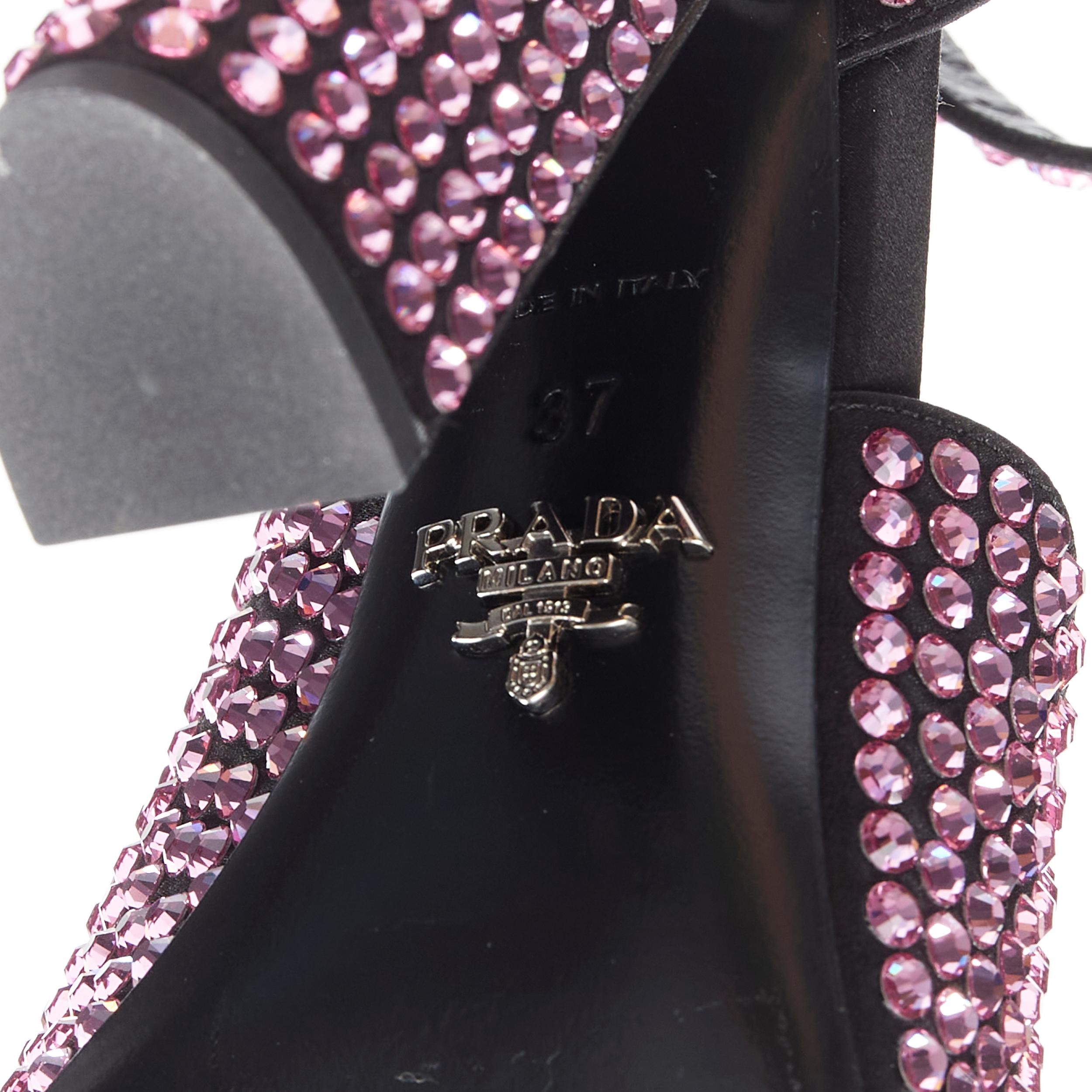new PRADA 2019 Runway pink crystal rhinestone encrusted high heel sandal EU38 3