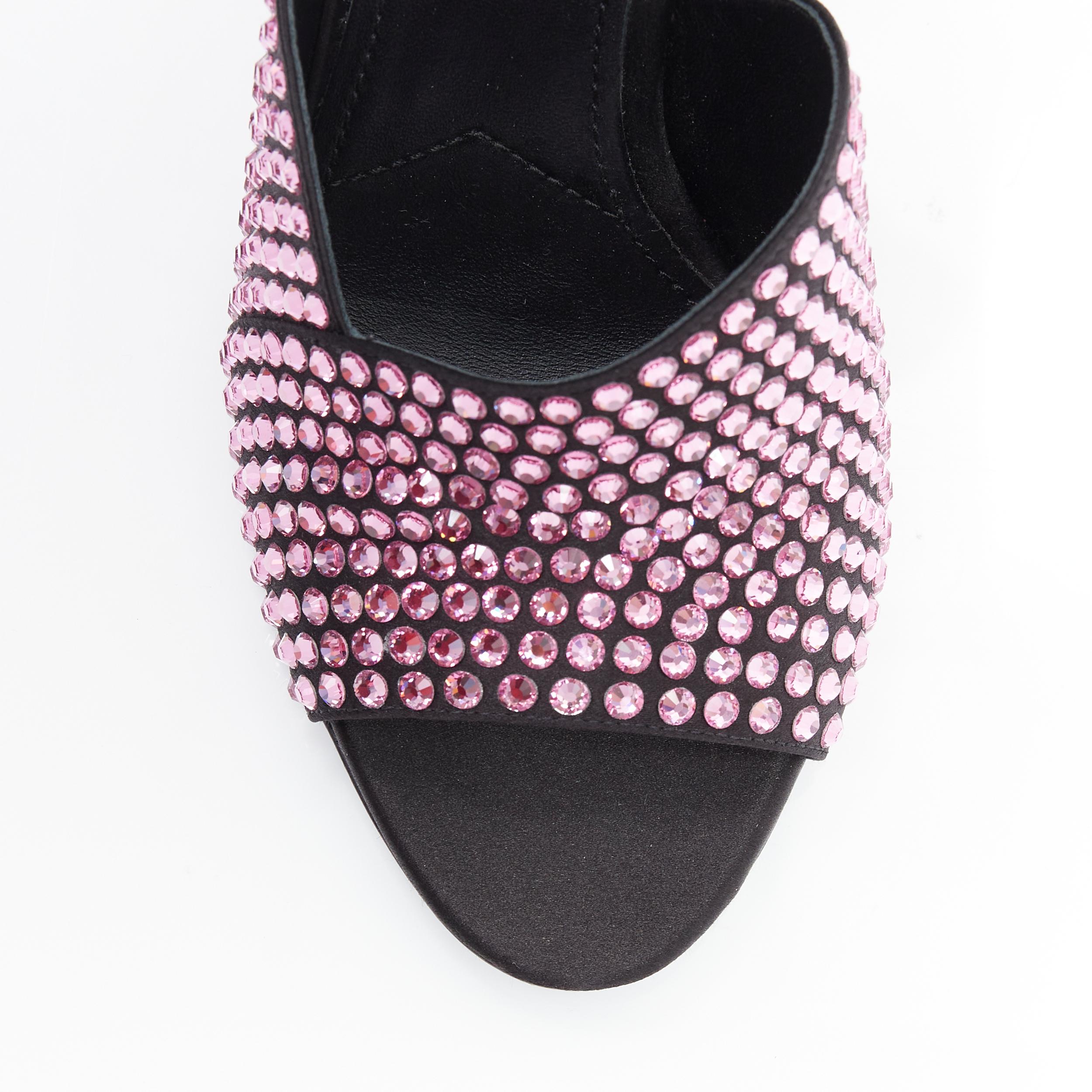 Black new PRADA 2019 Runway pink crystal rhinestone encrusted high heel sandal EU38
