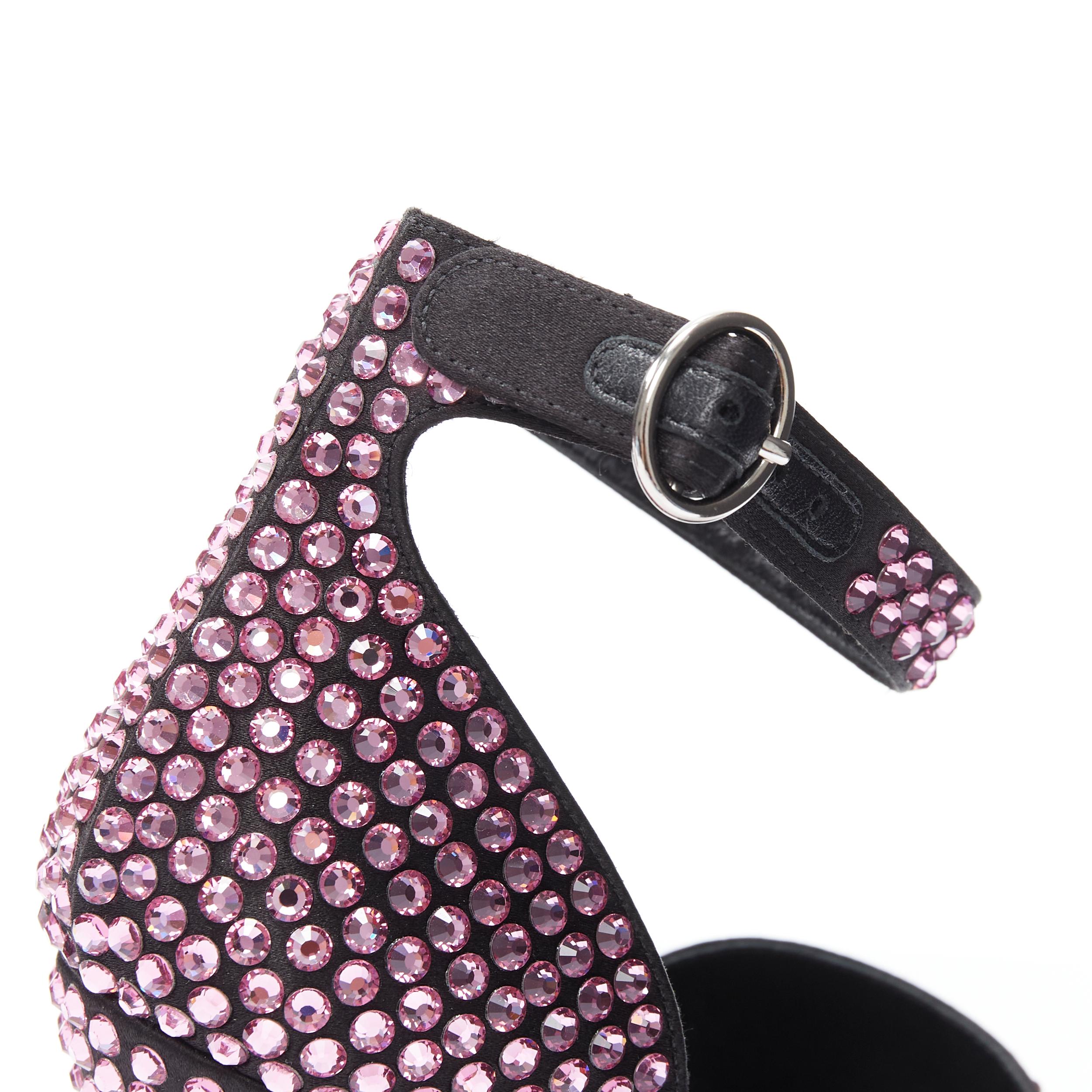 Women's new PRADA 2019 Runway pink crystal rhinestone encrusted high heel sandal EU38