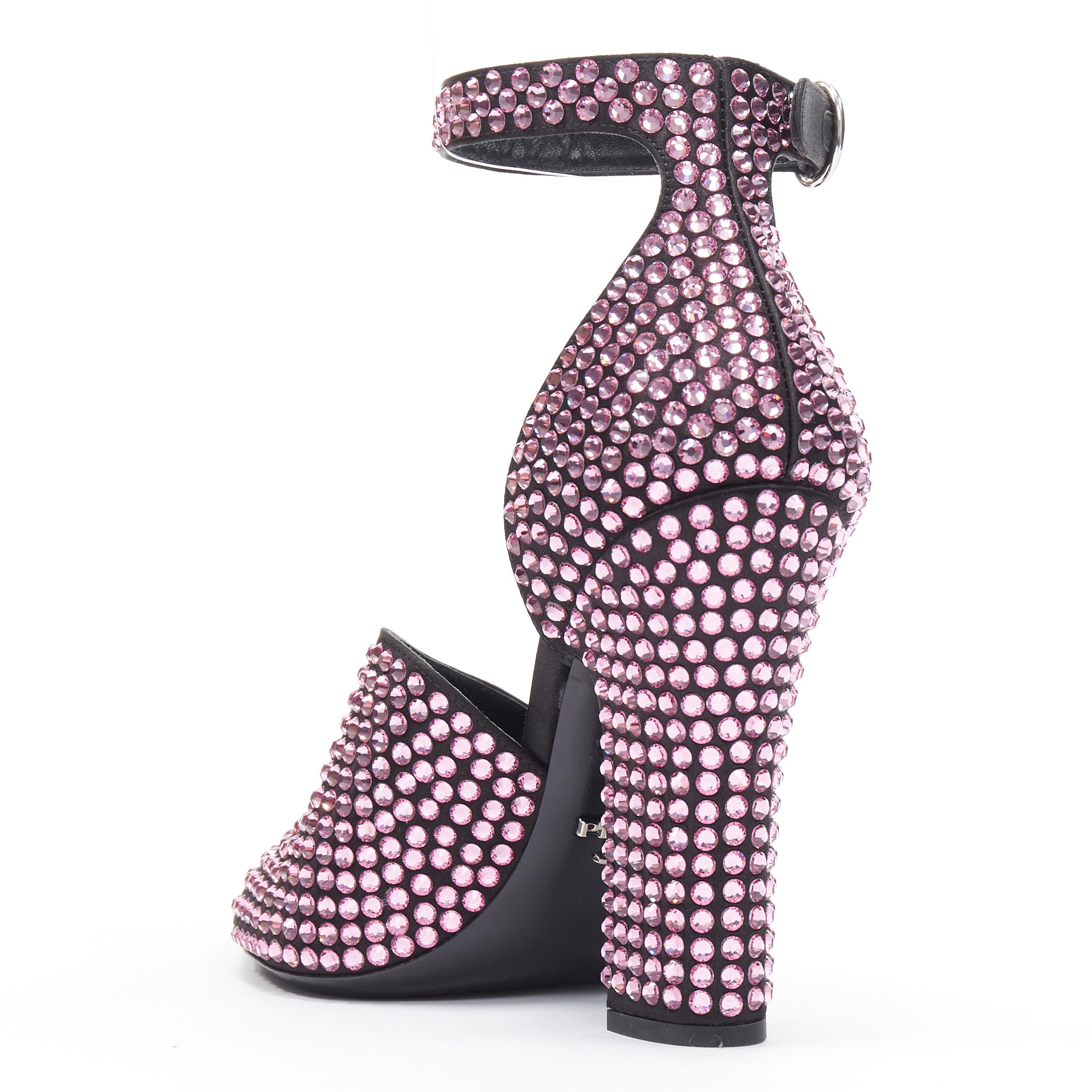new PRADA 2019 Runway pink crystal rhinestone encrusted high heel sandal EU38 1