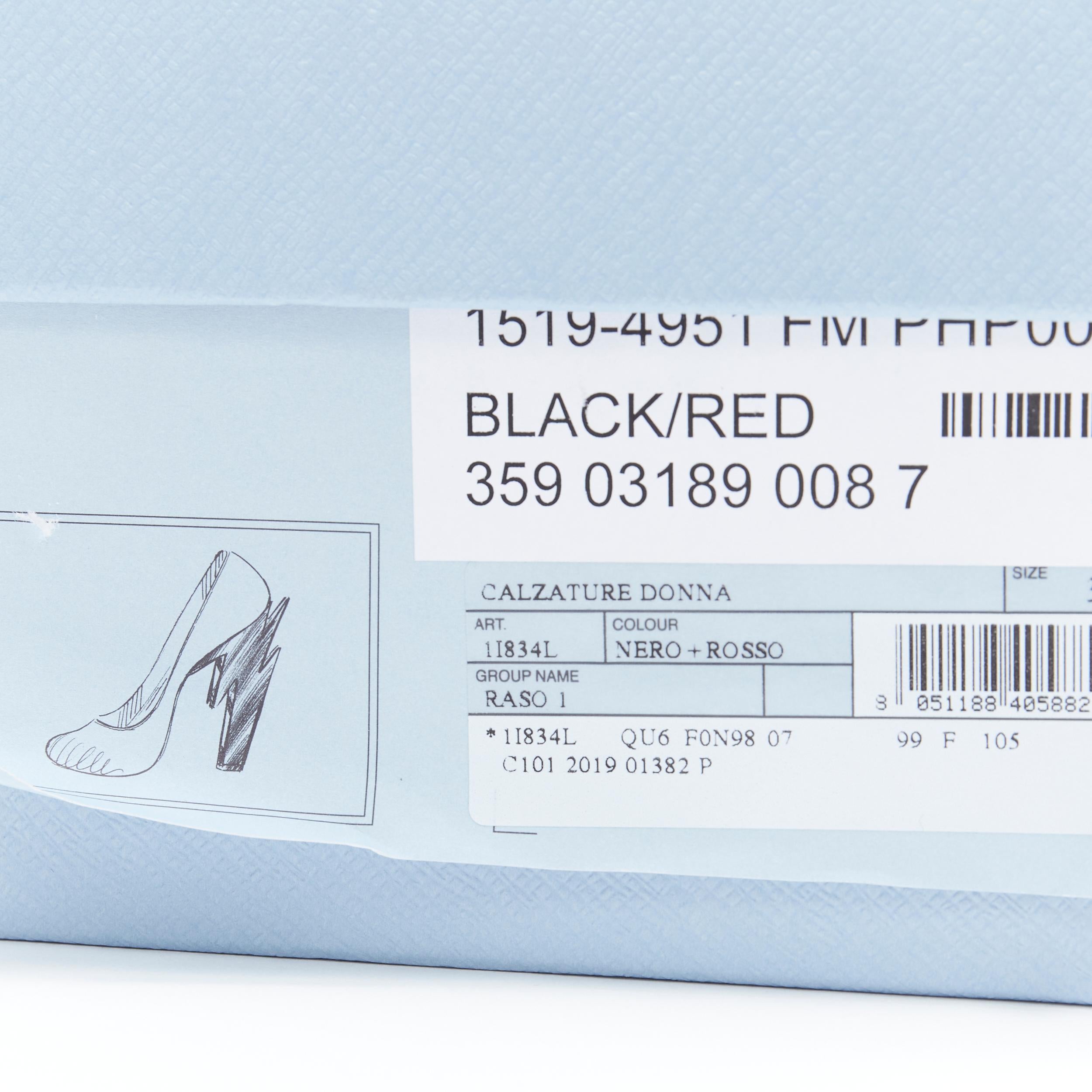 new PRADA 2019 Runway red lightning bolt heel black silk pump EU37 1