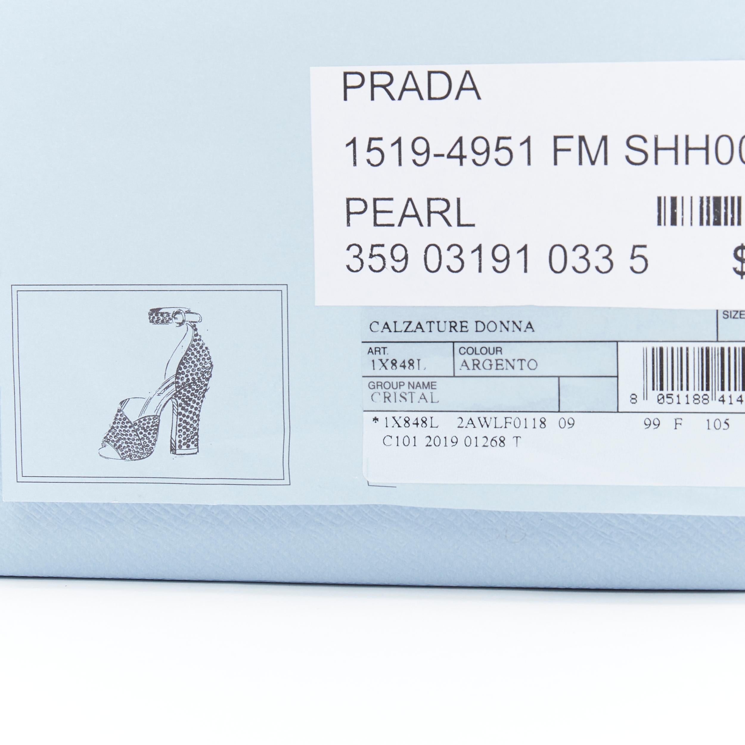 new PRADA 2019 Runway silver crystal rhinestone encrusted high heel sandal EU38 3