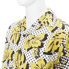 new PRADA 2019 yellow Hibiscus leaf boxy cotton Hawaiian bowling shirt S