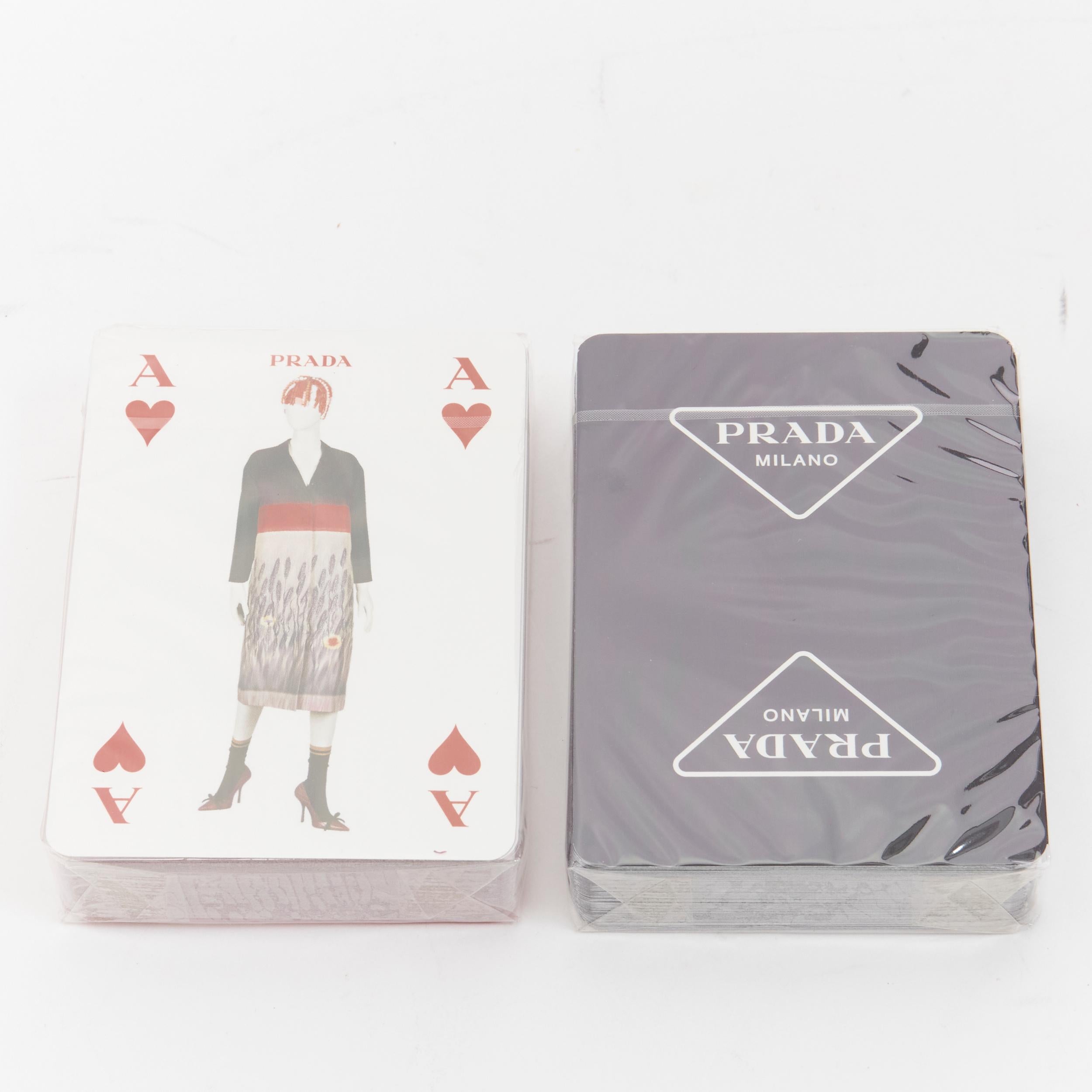 new PRADA 2021 2 pack playing cards red triangle logo envelop case pouch clutch 3