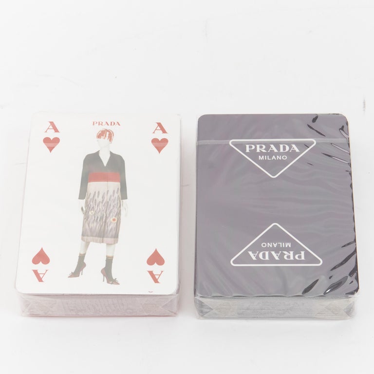PRADA 2 pack playing cards red triangle logo envelop case pouch