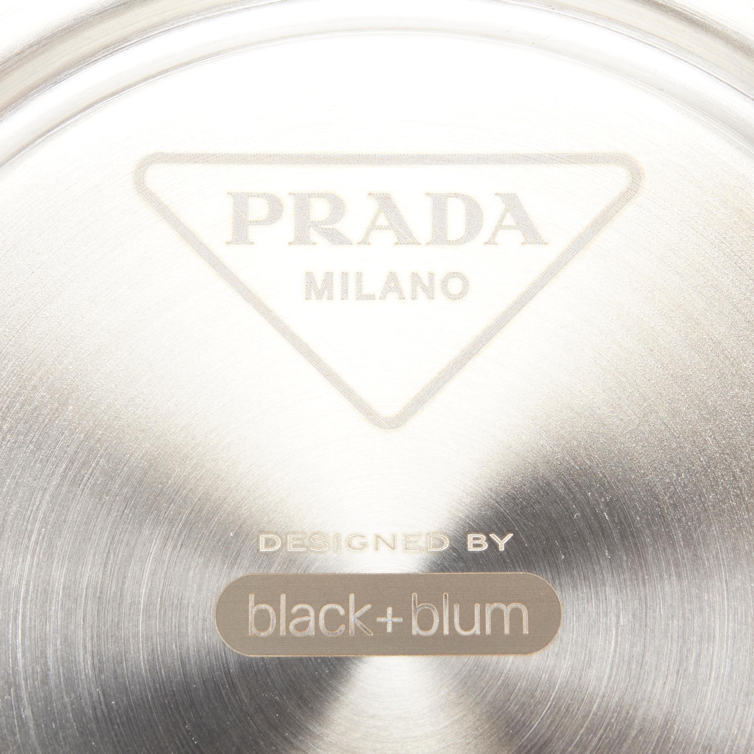 Gray new PRADA 2021 Black+Blum logo steel cap glass lunch bowl 750ml