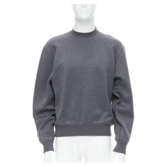 new PRADA 2021 grey cotton triangle applique boxy pullover sweater EU46 S