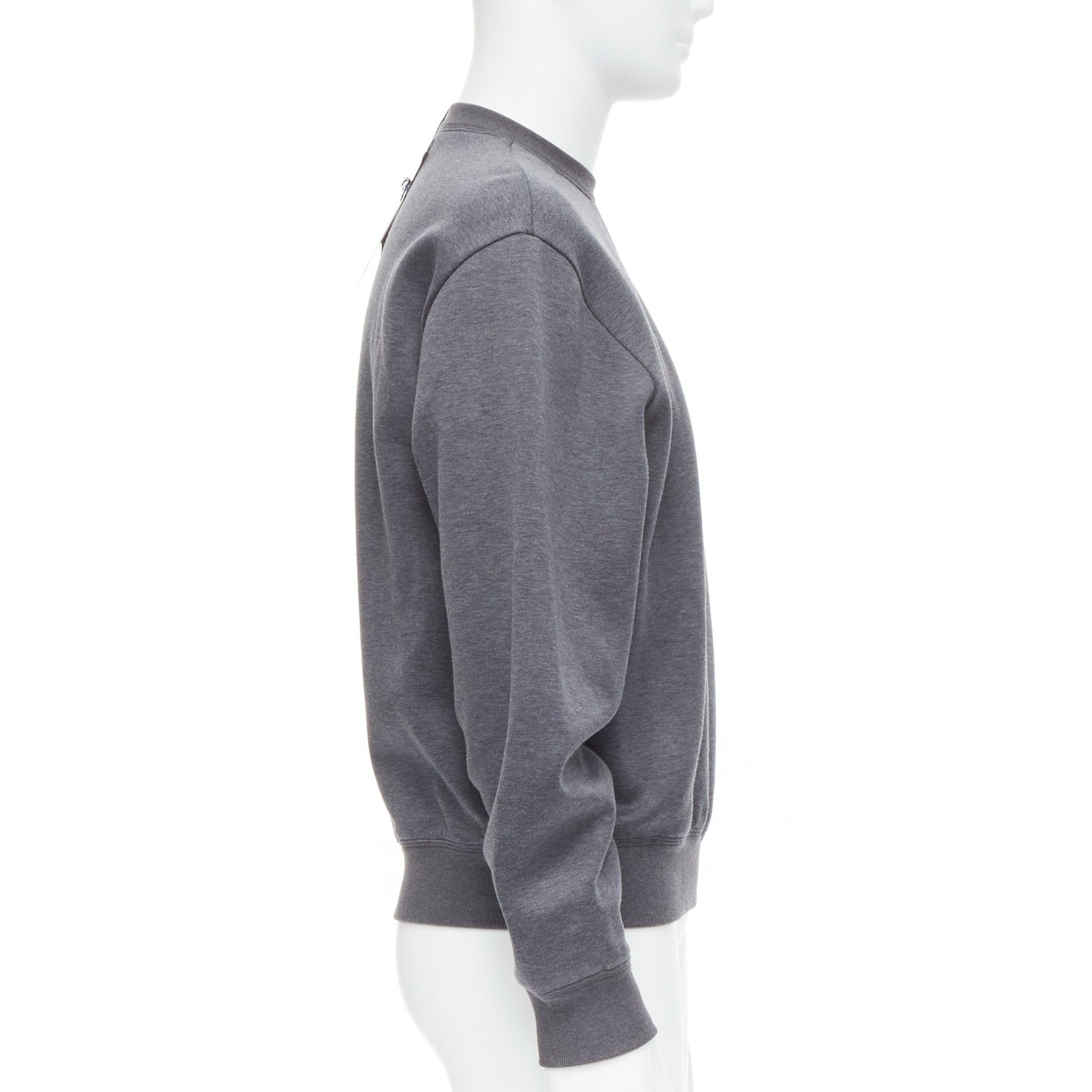Men's new PRADA 2021 grey cotton triangle boxy structured pullover sweater EU46 S