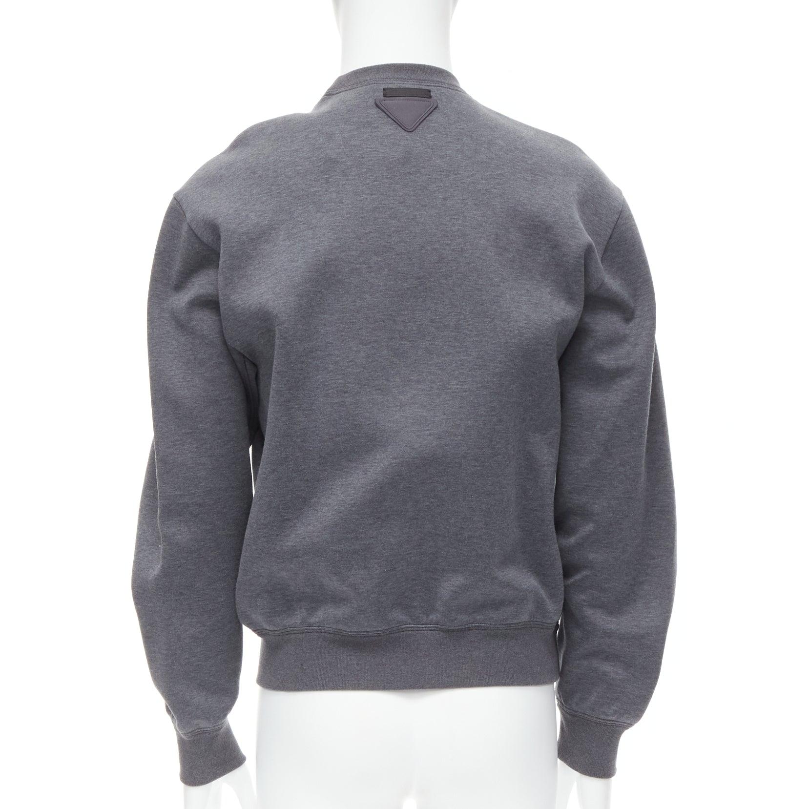 new PRADA 2021 grey cotton triangle boxy structured pullover sweater EU46 S 1
